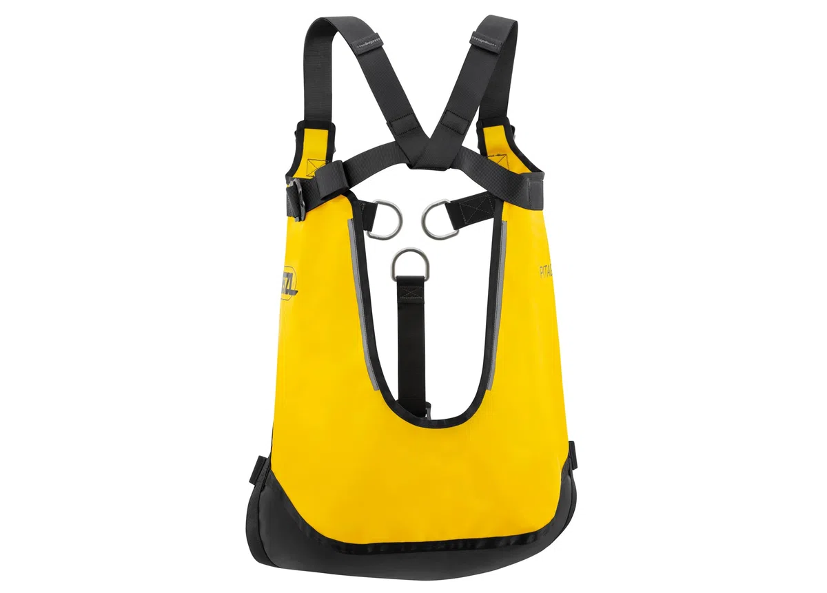 PETZL, Pitagor, confortevole triangolo di evacuazione con parentesi graffe, giallo, U, unisex-adulto