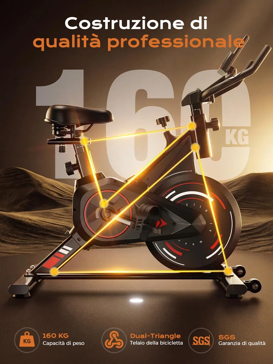 Dskeuzeew Cyclette da Casa con App, cyclette da camera con Resistenza Magnetica 0-100%, Basso Rumore, Supporto per Tablet e Rilevamento della Frequenza Cardiaca, Supporta fino a 160 kg