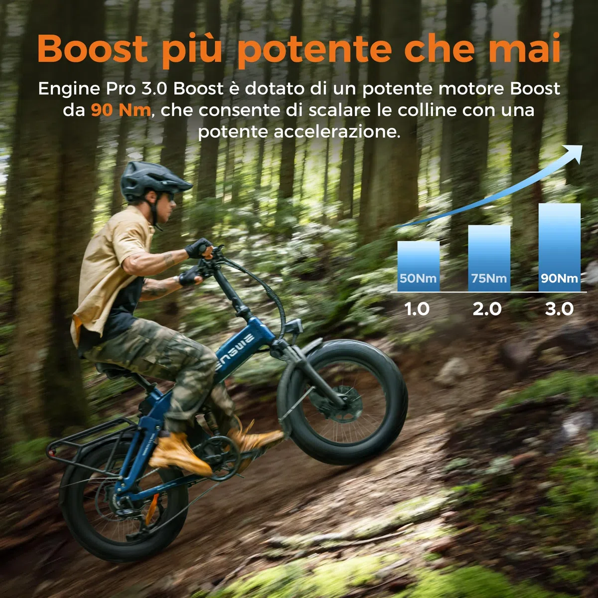 ENGWE ENGINE PRO 3.0 BOOST Bicicletta Elettrica Pieghevole | Ricarica Rapida in 2 ore, Fino a 130KM, Dotato di GPS e OTA, Sensore di Coppia e Freni Idraulici