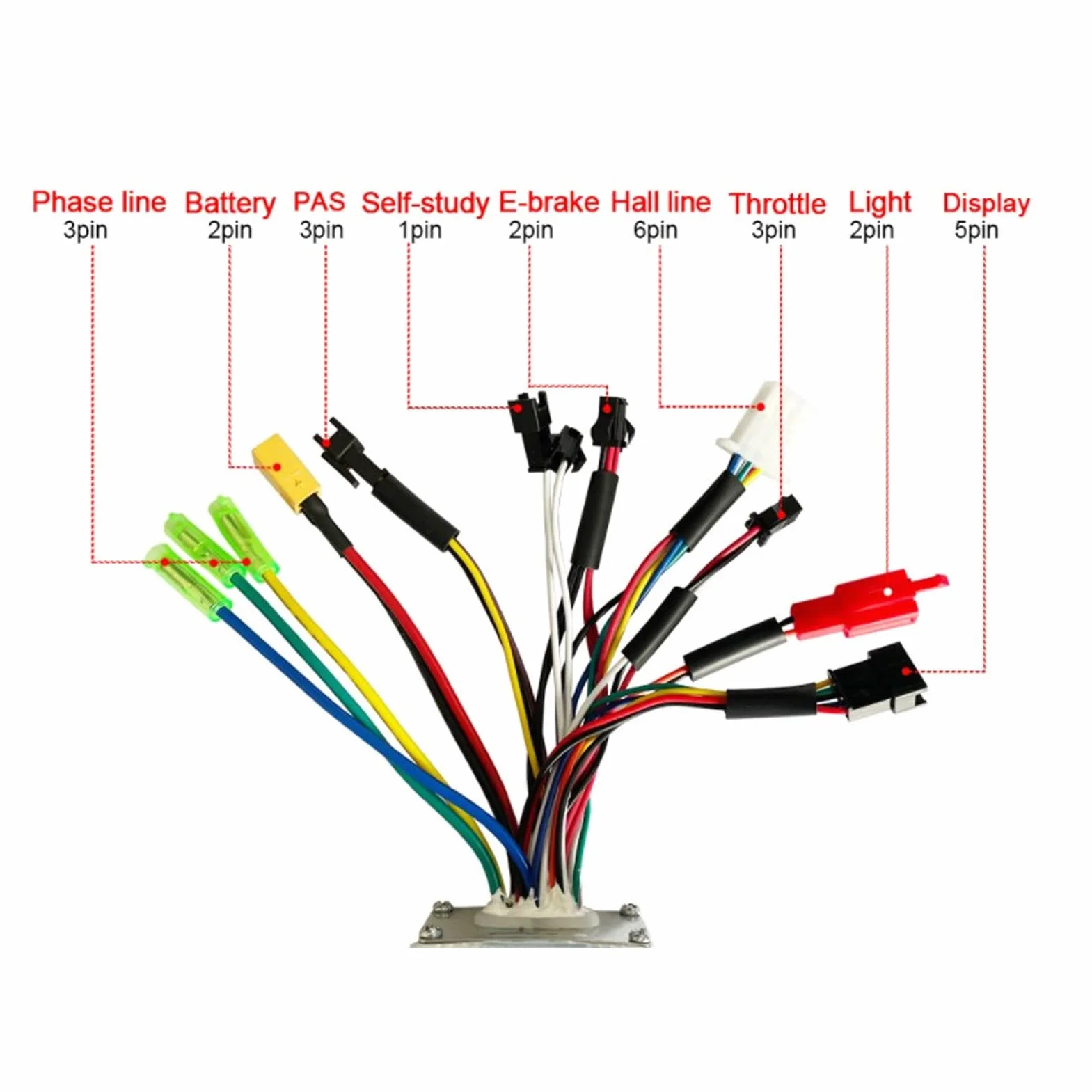 BuyWeek Kit Controller Motore Brushless Bici Elettrica, 24V 36V 48V 250W 350W Bicicletta Elettrica 17a Controller S866 Display LCD Misuratore Pollice Acceleratore 8 Sensore di Assistenza Magnetica