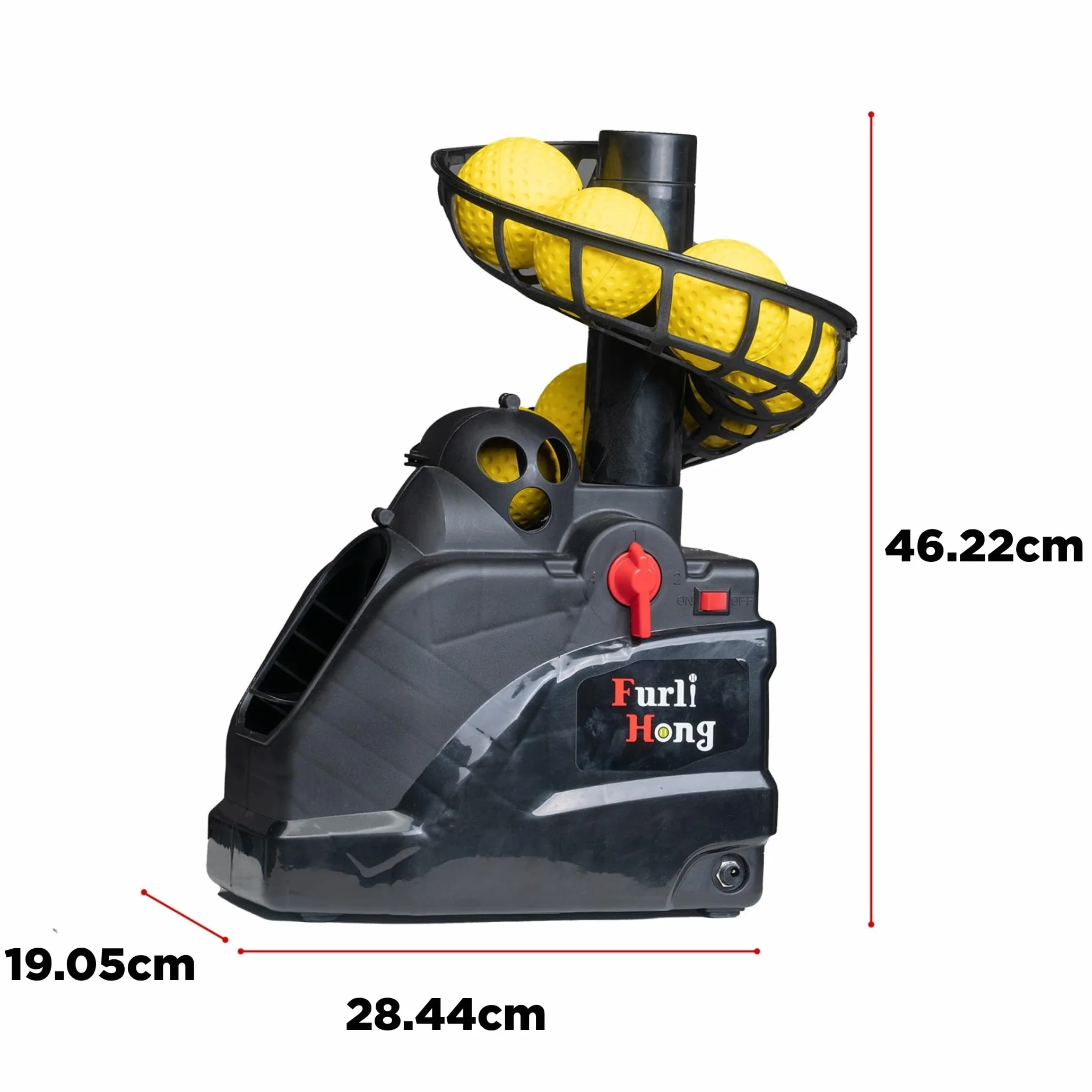 Furlihong 6802BH 2 in 1 Macchina da baseball e tennis per bambini, velocità di lancio regolabile, funzionamento a batteria o adattatore AC da 6 V