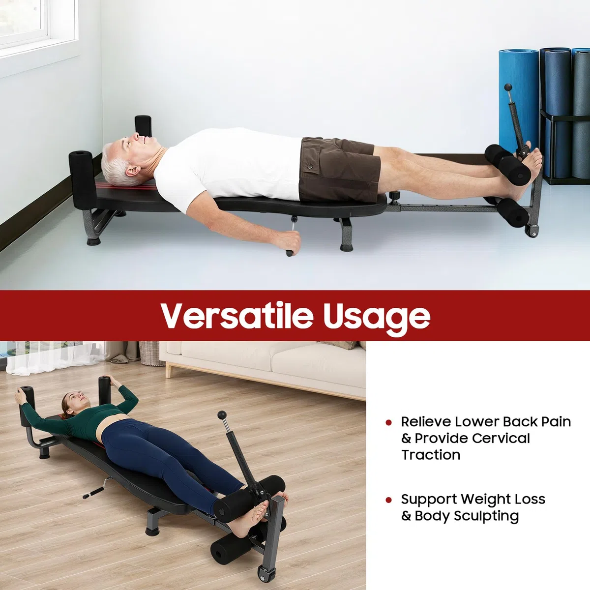 Back Stretch Traction Inversions - Tavolo da inversione per schiena, colonna vertebrale cervicale, con capacità di peso di 150 kg