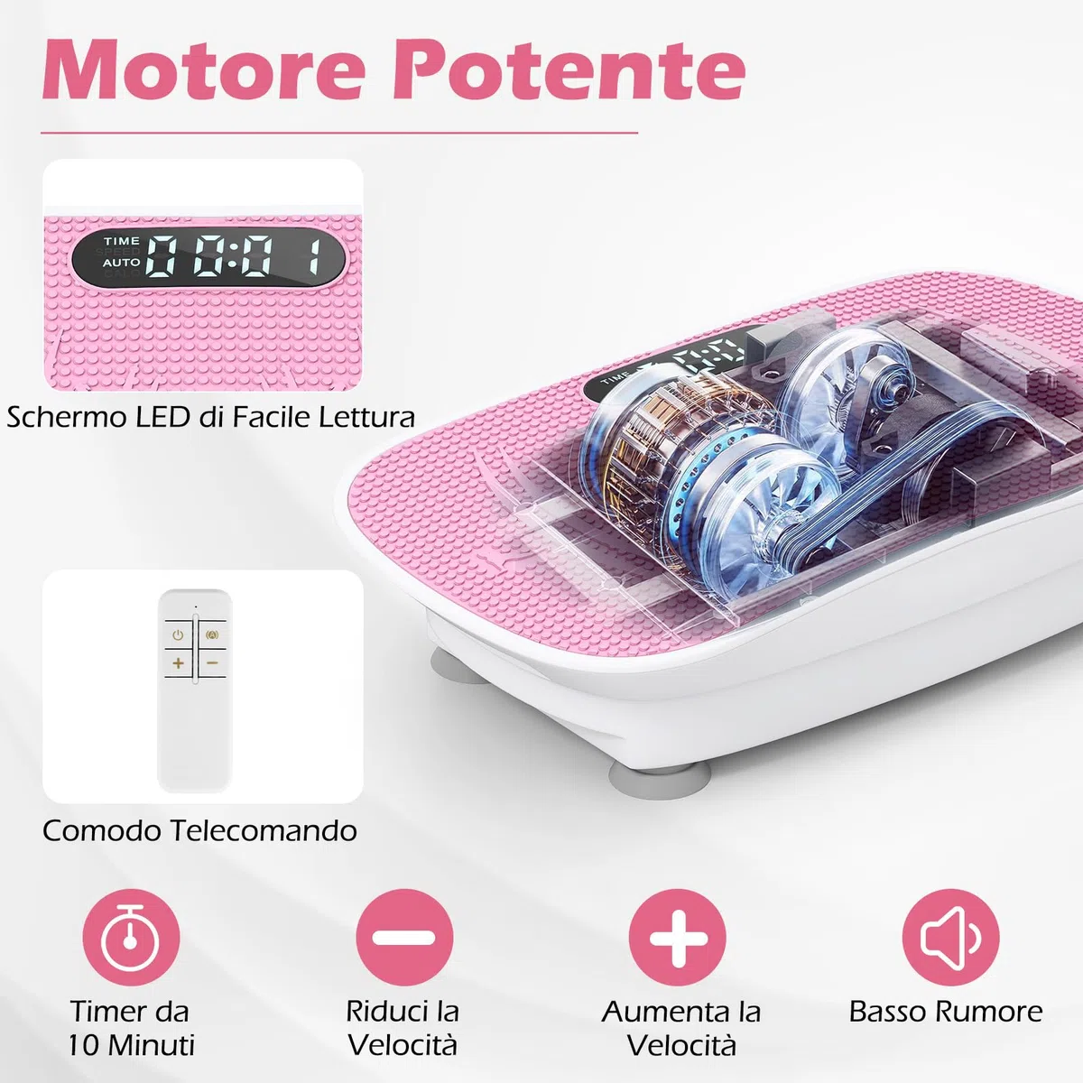 COSTWAY Pedana Vibrante Dimagrante, Piastra Vibrante con 10 Livelli di Vibrazione e Timer, Schermo, Telecomando, Superficie Antiscivolo e 4 Ventose, Allenamento Modellamento Muscolare