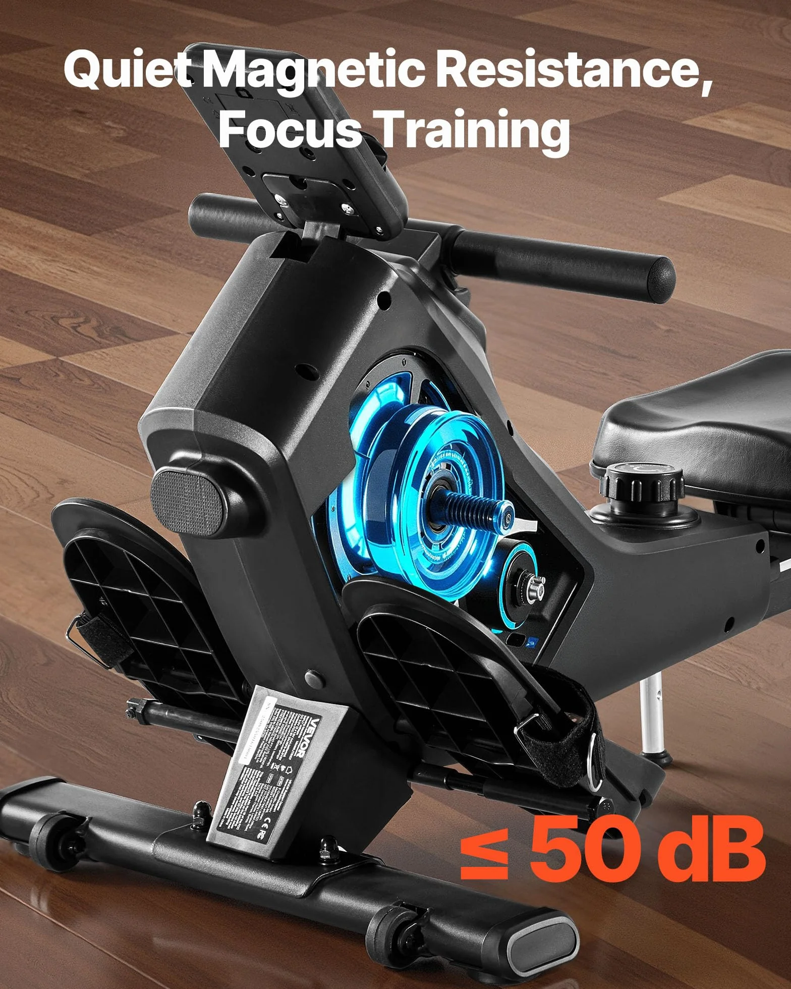 VEVOR Vogatore Magnetico, Resistenza Silenziosa Regolabile a 16 Livelli, Vogatore Pieghevole per la Casa, Capacità 158 kg, Vogatori Allenamento Aerobico con APP Bluetooth e Monitor LCD