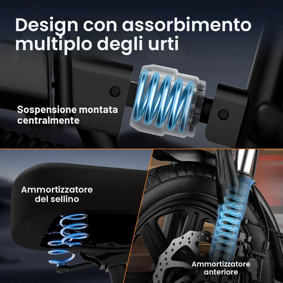 URLIFE Bici Elettrica, 14" Bicicletta Elettrica Pieghevole con 3 Modalità di Guida, Batteria Rimovibile 48V 7.5Ah Autonomia di 60 km E-bike da per Adulti e Adolescenti