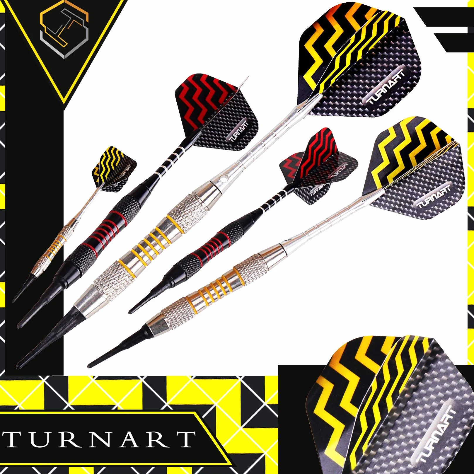Turnart Bersaglio elettronico per freccette 2023, bersaglio elettronico e bersaglio con numeri illuminati a LED, bersaglio elettronico professionale, 6 freccette Soft