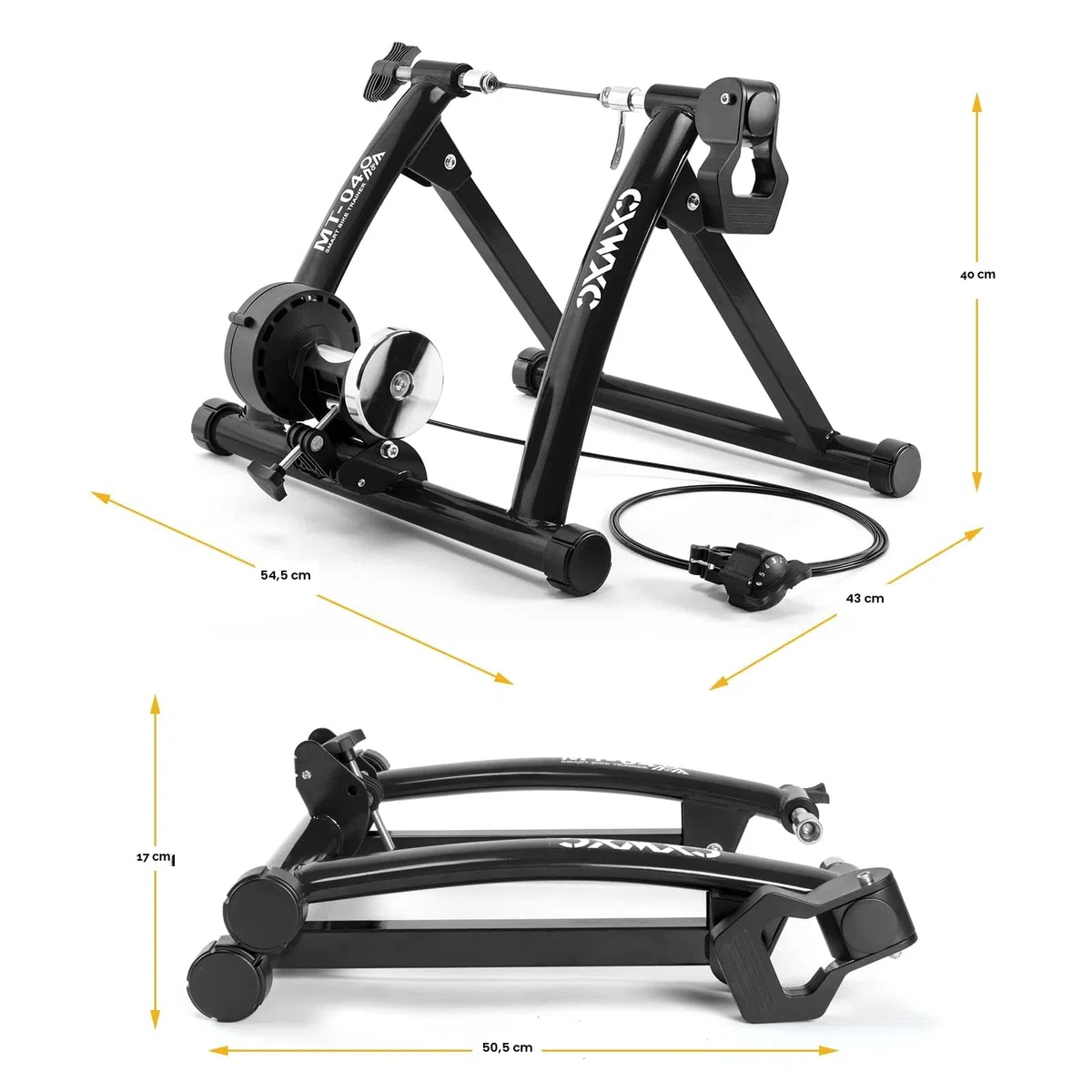 CXWXC Allenatore a rulli per bicicletta, pieghevole, in acciaio, con sgancio rapido, per bicicletta da 26 – 29 pollici, per allenamento in bicicletta, a casa, per interni