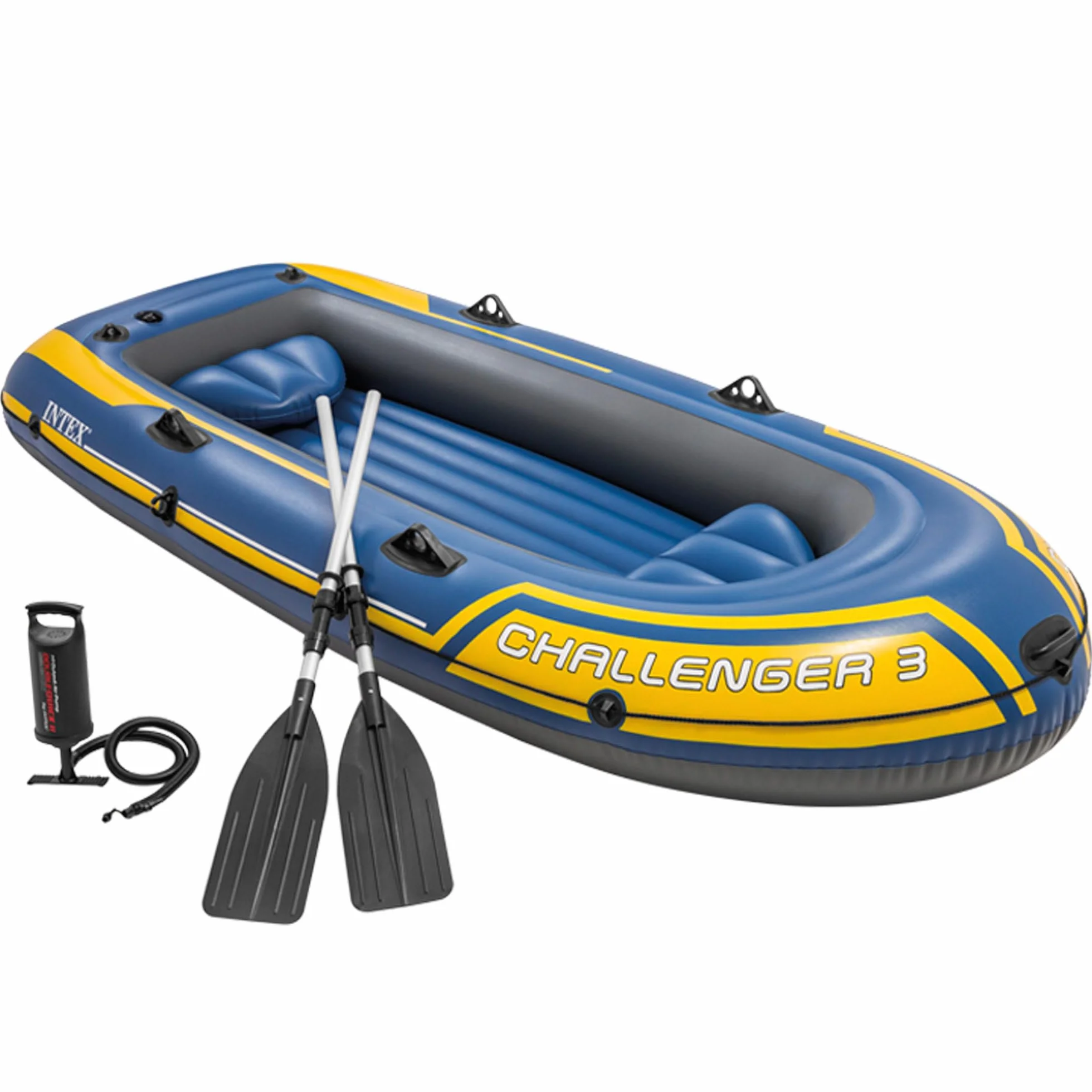Intex 68370NP - Canotto Gonfiabile Challenger 3, 3 posti, con Accessori, PVC, Blu, 295x137x43 cm