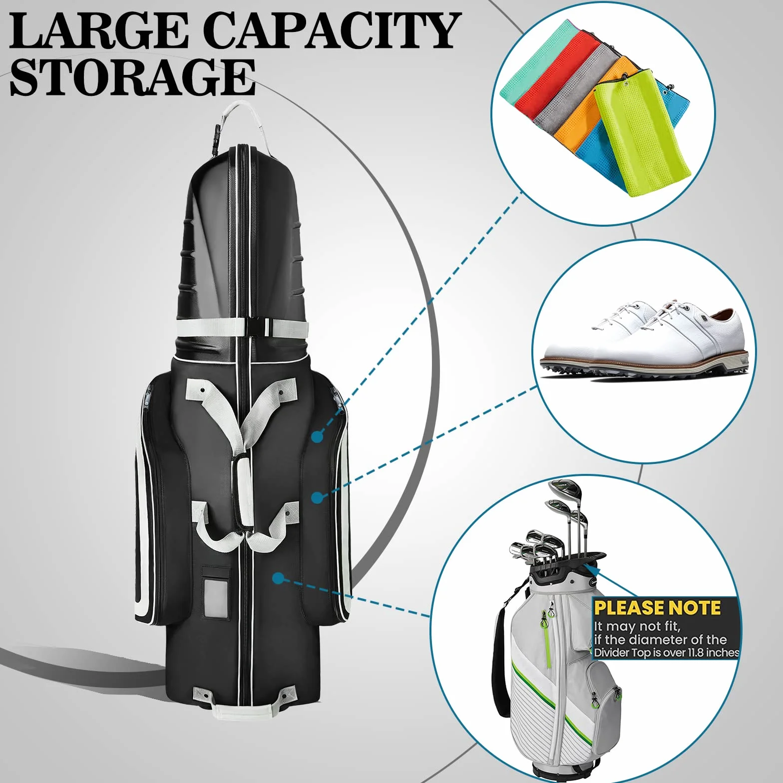 yamato Borsa da viaggio da golf con guscio rigido in ABS, copertura da viaggio per mazze da golf bagagli per compagnie aeree con ruote, ottimo regalo per golfisti