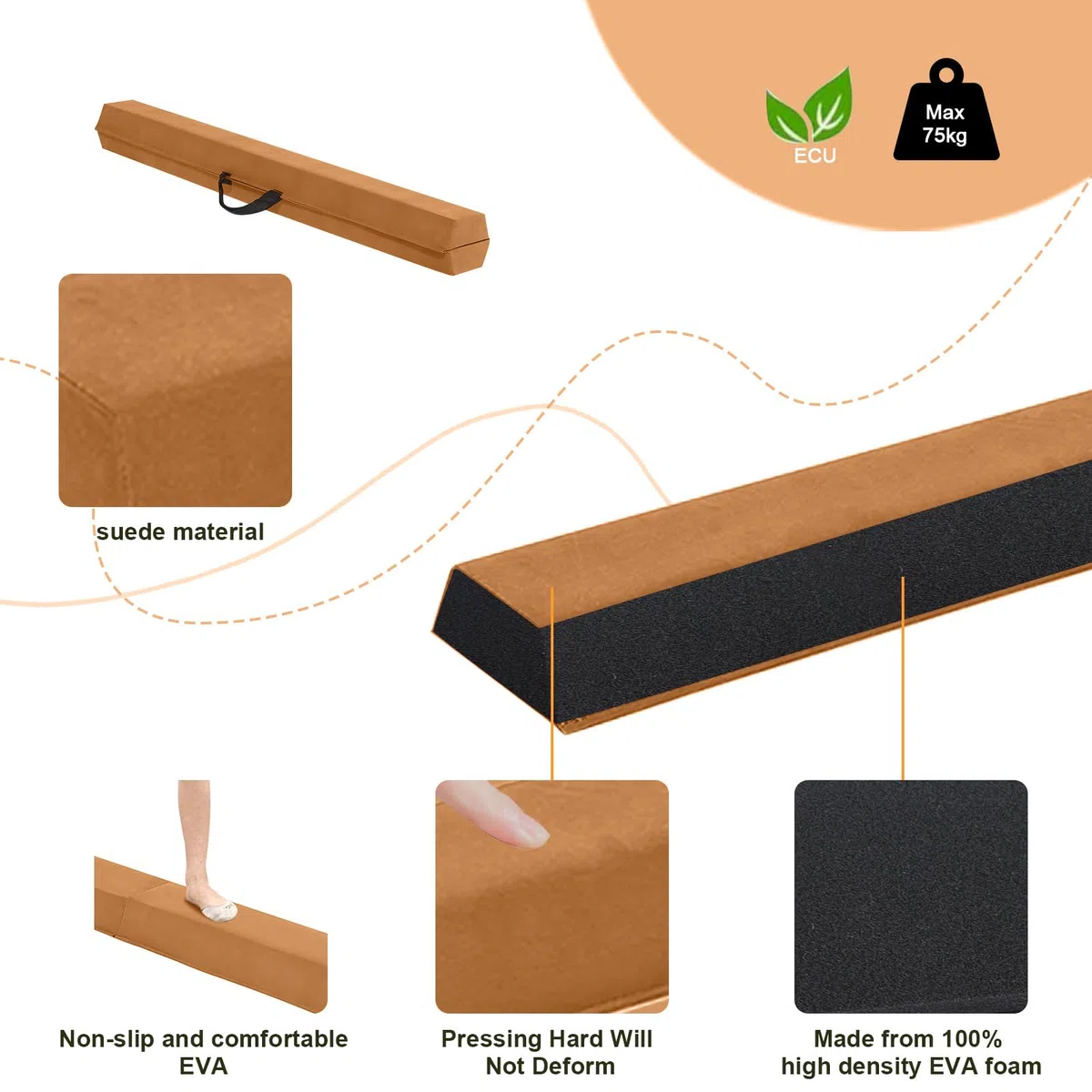 FBSPORT 240 CM Trave di Equilibrio Pieghevole, Trave di Equilibrio per Ginnastica, Trave di Pavimento per Palestra, Trave di Equilibrio a Strati Floccanti, Attrezzature per Il Fitness per Bambini