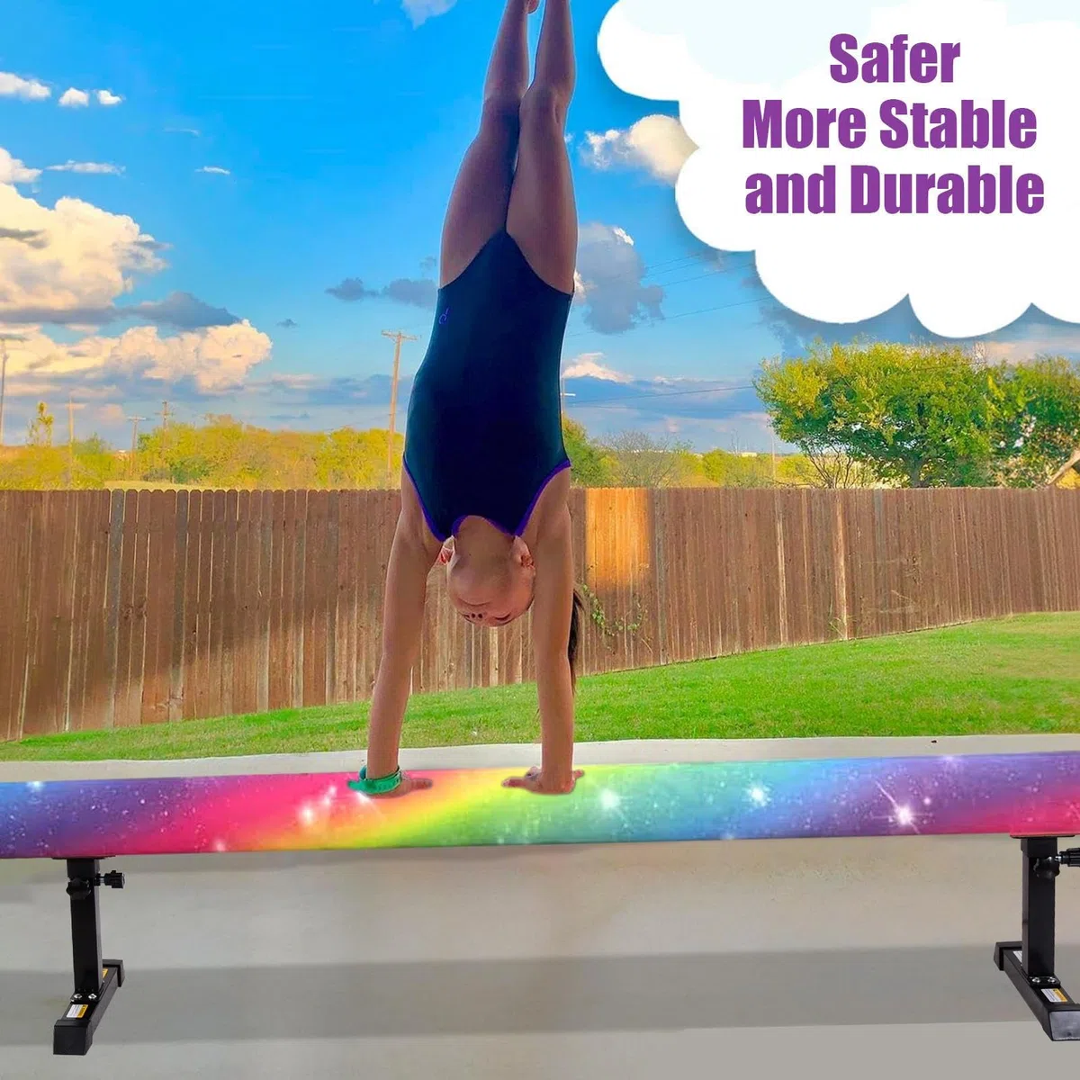 Trave di equilibrio per bambini - Trave di equilibrio pieghevole regolabile in altezza da 17 a 55 cm, attrezzo portatile per l'allenamento con le gambe per fitness/allenamento/ginnastica (viola)