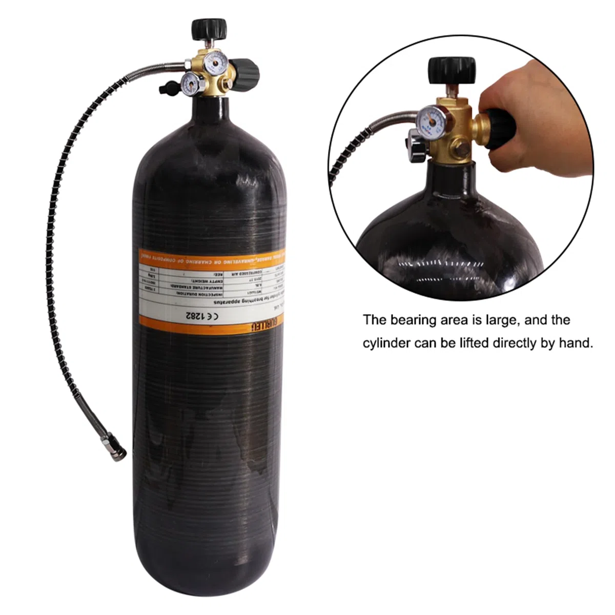 TUXING 4500psi 300Bar 3L In Fibra di Carbonio HPA Serbatoio Cilindro Ad Alta Pressione con Valvola di Regolazione Immersione ARA M18* 1.5