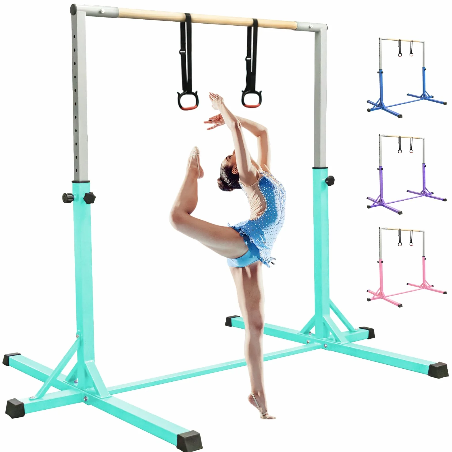 FBSPORT Barra da Ginnastica per Bambini con 13 Altezze Regolabili,Sbarra di Ginnastica per Bambini Barra Ginnastica Orizzontali Artistica Palestra Danza per Bambini e Bambine e Portatile