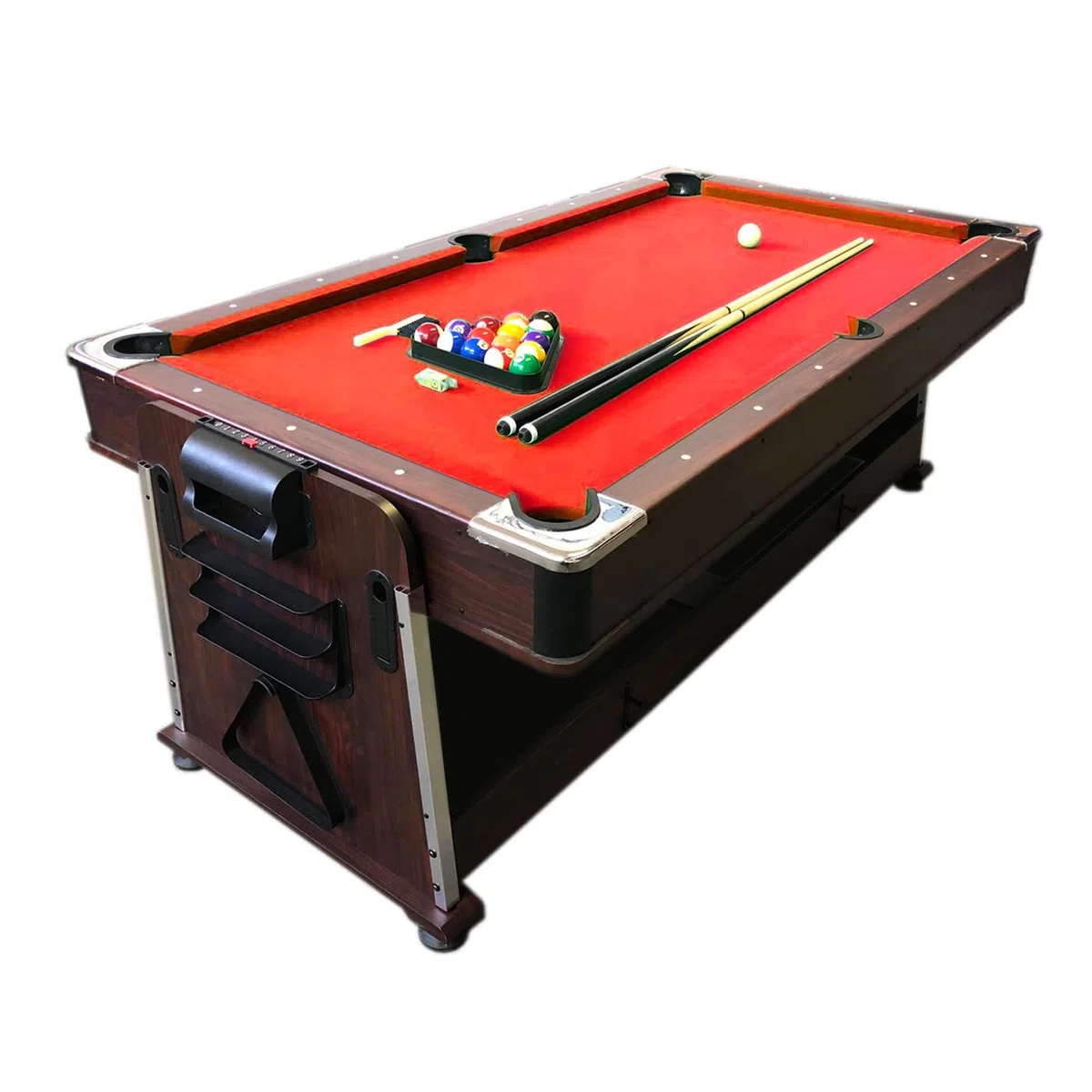 Tavolo da Biliardo Trasformabile Biliardo 3 in 1 Tavolo Multigioco mod. Mattew Rosso