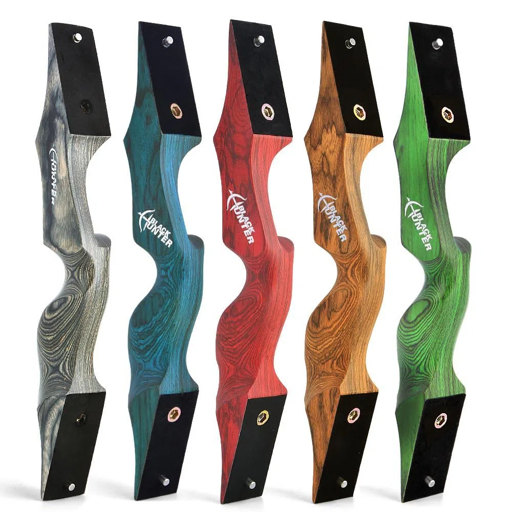 Tiro con l'arco 60" Black Hunter Original Recurve Bow Set American Hunting Longbow arco di legno 20-60lbs destra/sinistra per tiro con l'arco caccia tiro pratica