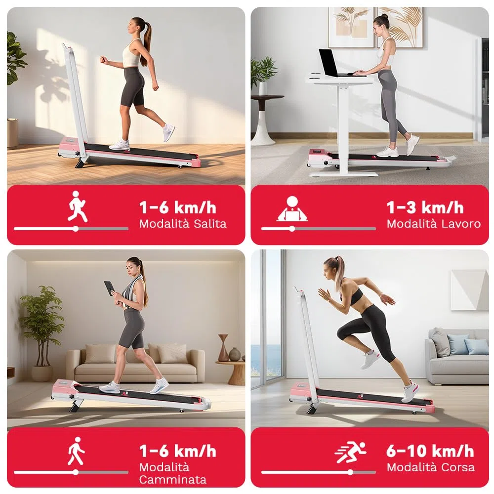 Tapis Roulant Elettrico Salvaspazio 7%, 3 IN 1 Walking Pad Pieghevole, 2.5CV Tapis Roulant Con Inclinazione, Display LED, Carico massimo di 130 kg