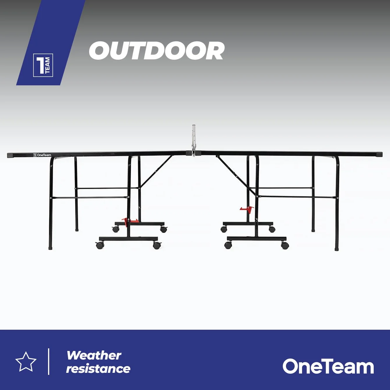 OneTeam Tavolo da ping pong Dimensioni 274x152,5x76 cm per gioco all'aperto con rete pieghevole Ruote per trasporto con funzione di bloccaggio Azzurro