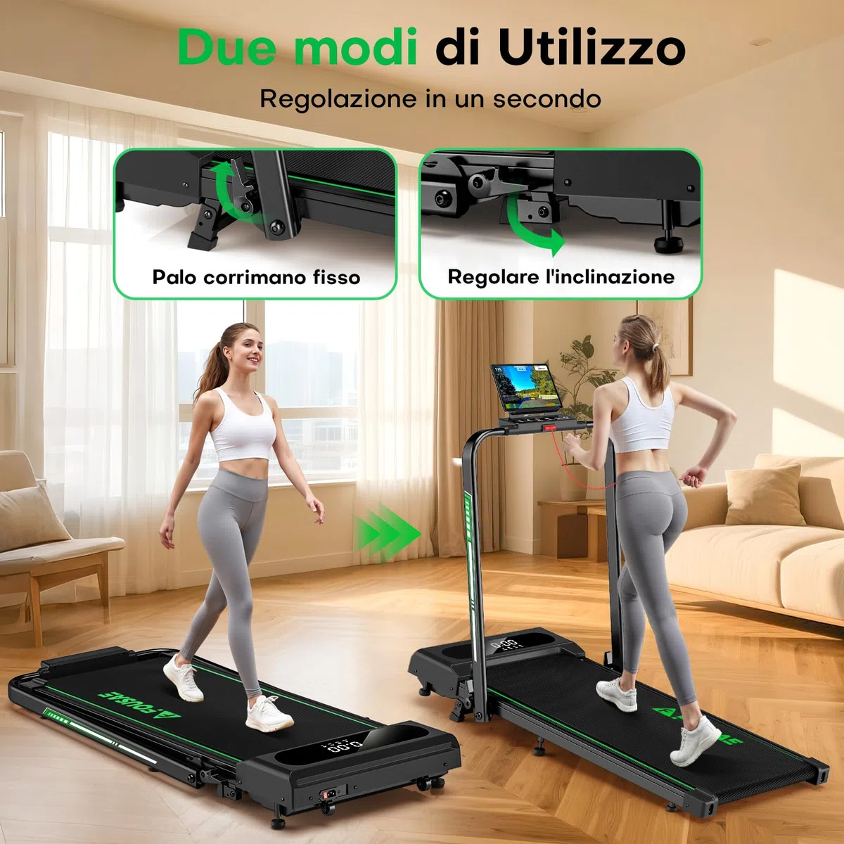 Tapis Roulant Elettrico Pieghevole 1-12km/h, 5 in 1 tapirulan con Inclinazione, Salvaspazio Con Doppio Display LED, Supporto per App e Tablet, Telecomando, Nessuna Installazione Richiesta