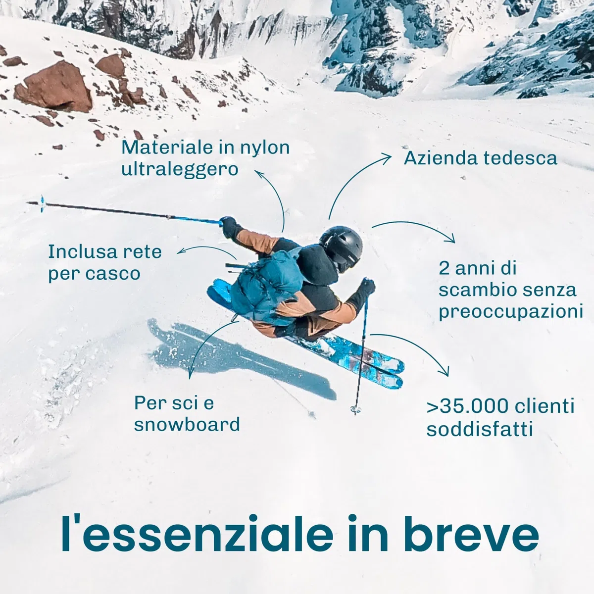 Otaro Zaino Sci (20L) - Ultra Leggero - Attrezzatura e Accessorio per Uomo e Donna - Per Sci, Ciclismo, Campeggio - Zaino da Bici