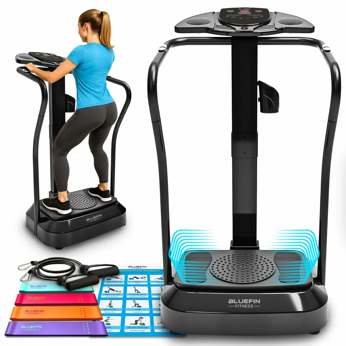 Bluefin Fitness Vibration Plate | Pro Model | Upgraded Design with Silent Motors | Comes with Built in Speakers