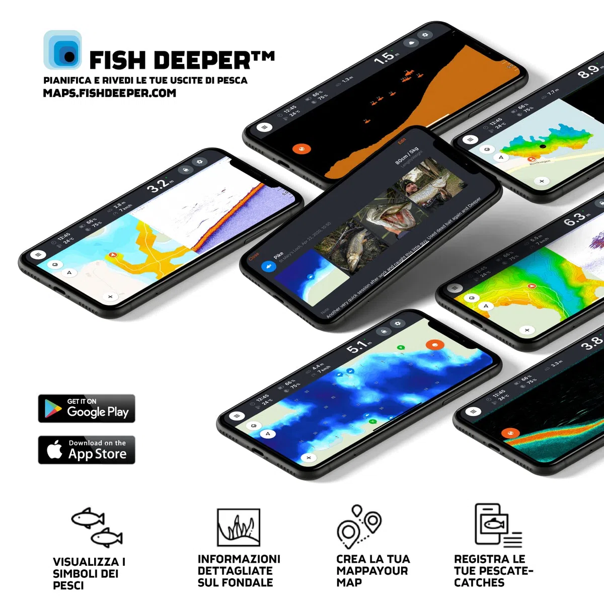 Deeper Chirp+ 2 Ecoscandaglio da pesca lanciabile e portatile, compatibile con GPS con autonomia prolungata e guscio da pesca notturno per pesca in kayak in barche dalla riva sul ghiaccio