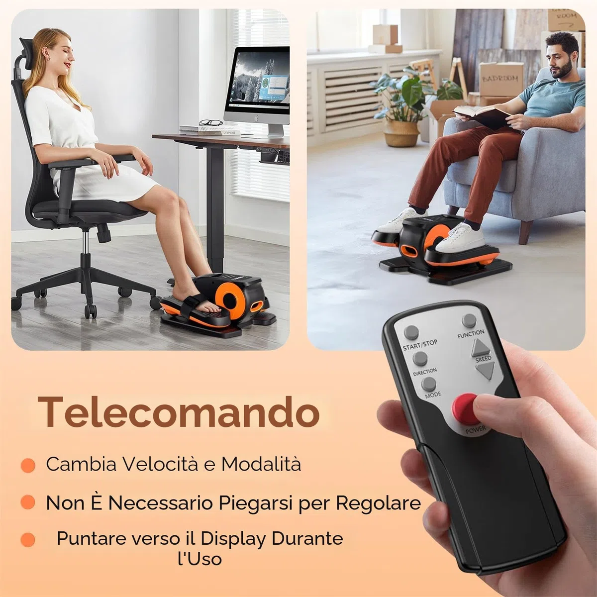 Morelax Ellittica Elettrica Sotto la Scrivania, Mini Ellittica da Casa con Telecomando, Display, Silenzioso e Portatile, Trainer Ellittiche a Pedaliera con 12 Velocità Regolabili per Anziani e Adulti