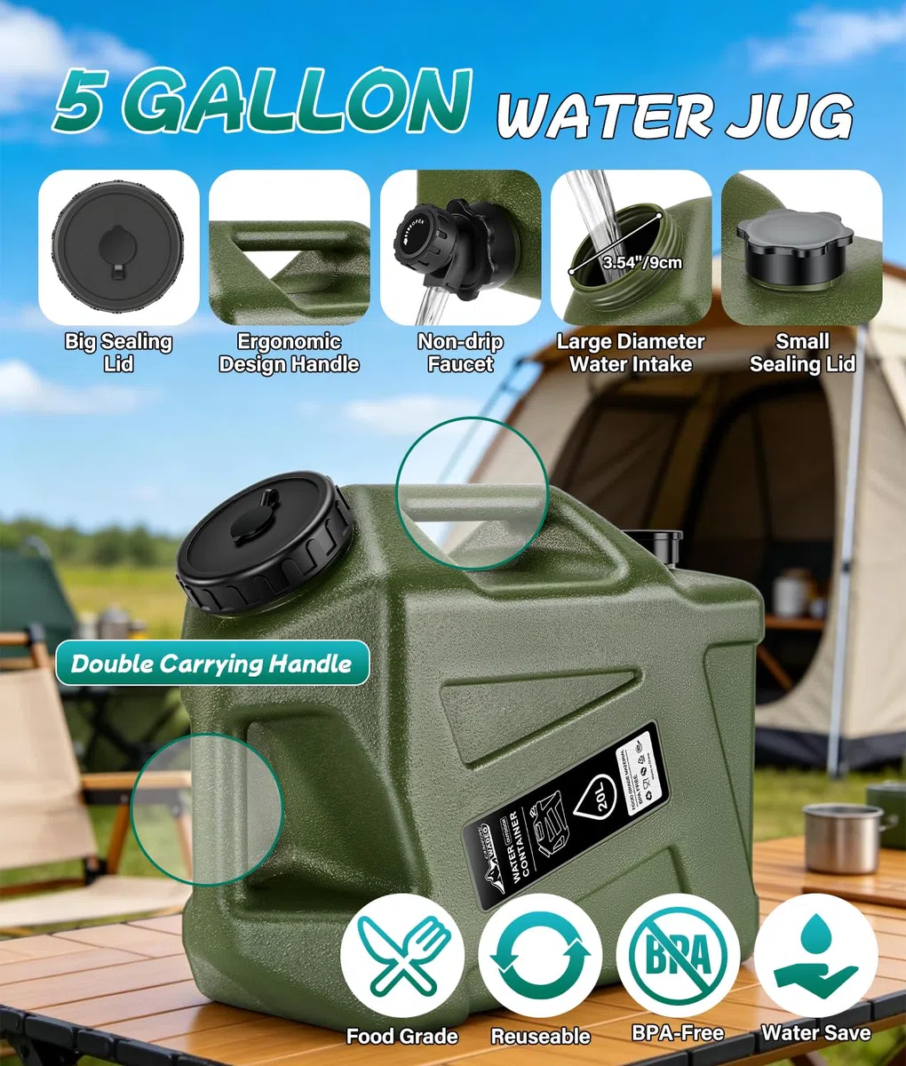 WADEO Doccia Portatile da Campeggio Aggiornata, [Pompa con Maniglia] [Serbatoio Acqua Stabile da 20L], Kit Doccia da Esterno Ricaricabile per Escursionismo, Festival, Cane, Camper