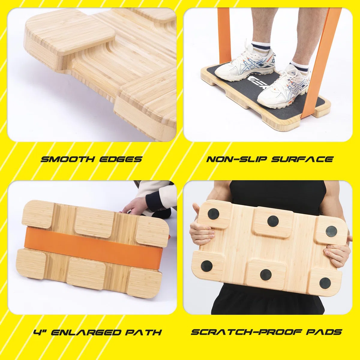 Pedana per allenamento con fascia di resistenza, piattaforma per esercizi in legno con superficie antiscivolo per allenamento con fascia, stretching e palestra a casa per tutto il corpo