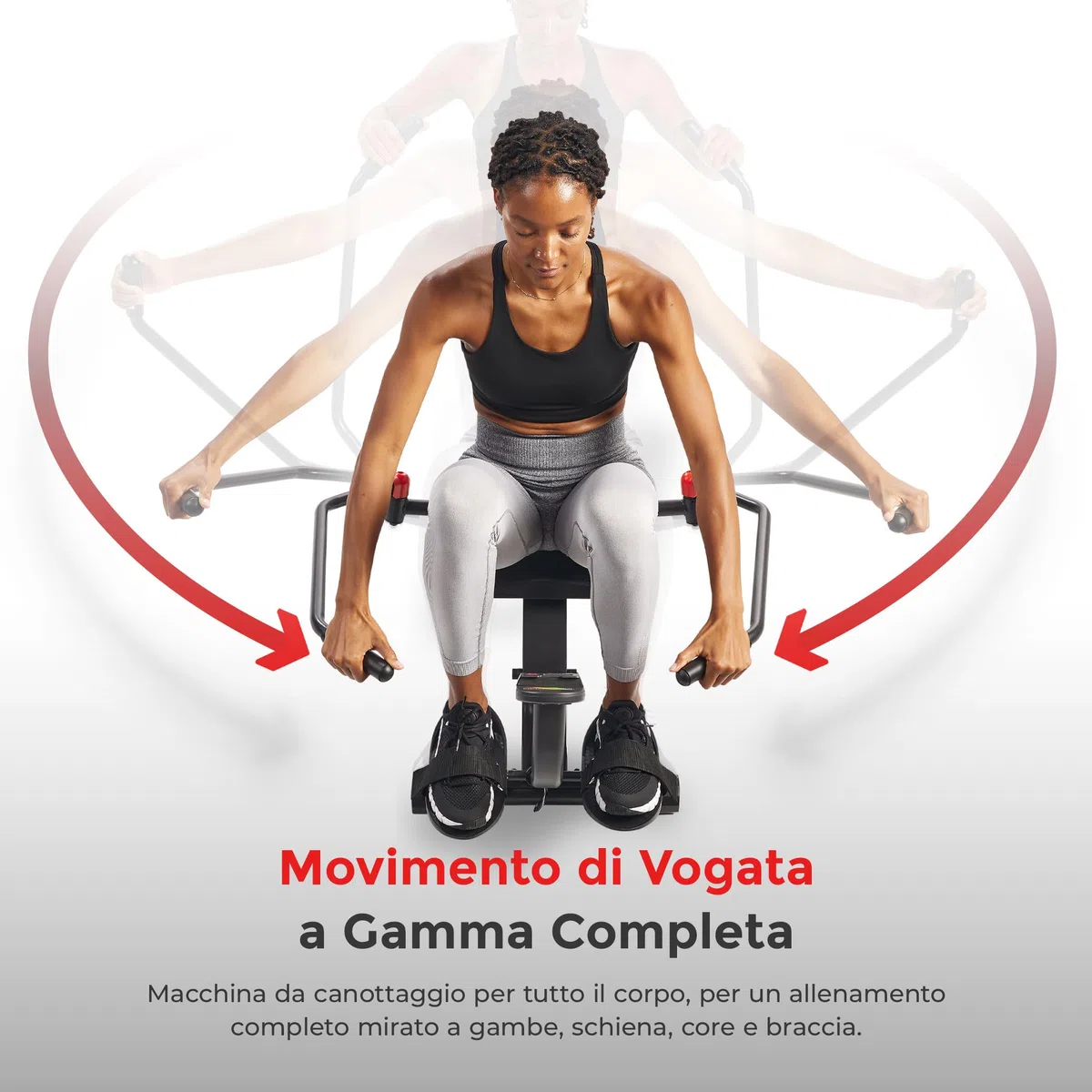 Sunny Health & Fitness Vogatore Compatto a Movimento Completo con Resistenza Regolabile, Rower per Allenamento a Basso Impatto e a Corpo Intero con Binario Lungo, Compatibile con l’App SunnyFit