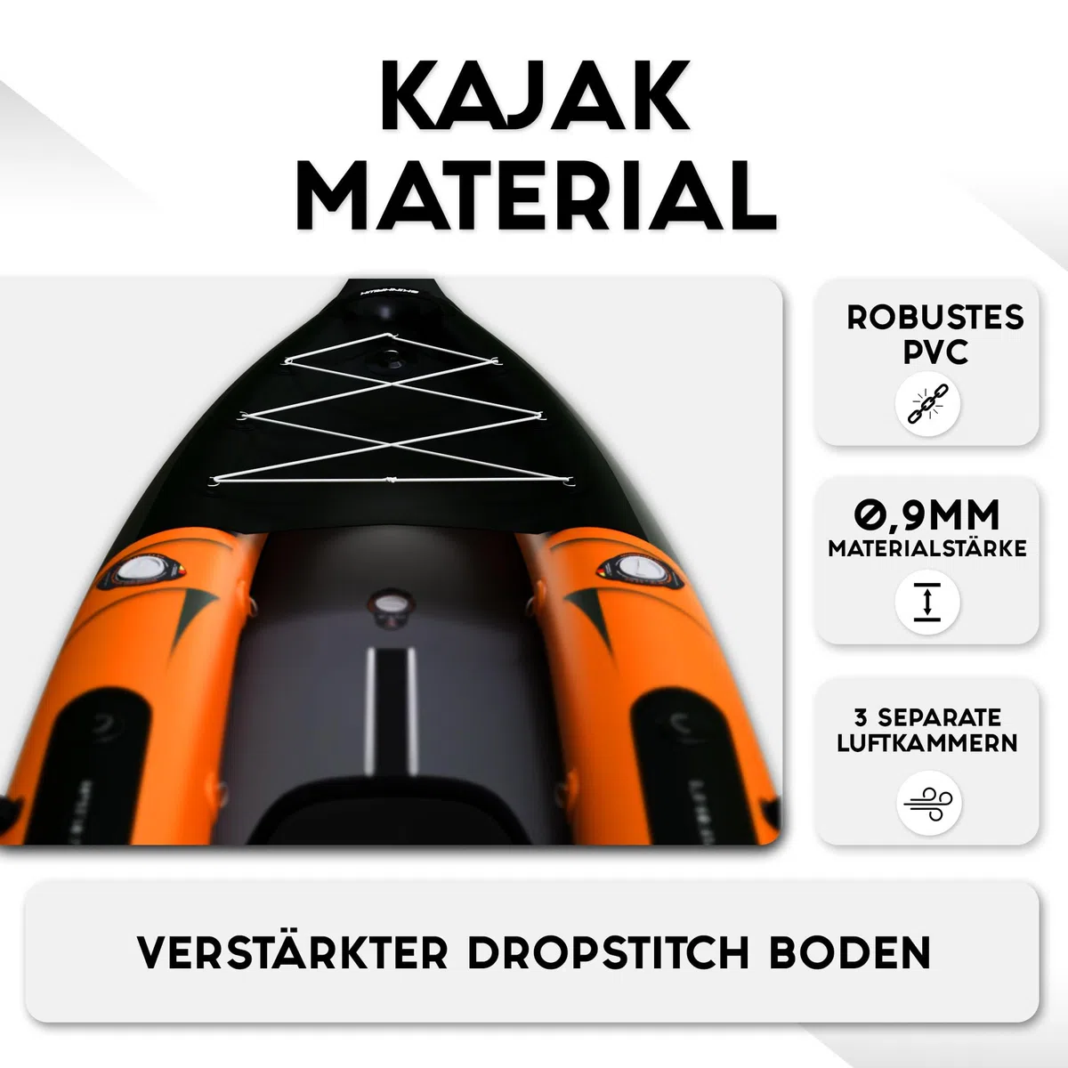 SKINHAWK Prestige Orange Kayak Set 400 - Gommone - Canoa - 400 x 96 cm - 2 persone Kayak