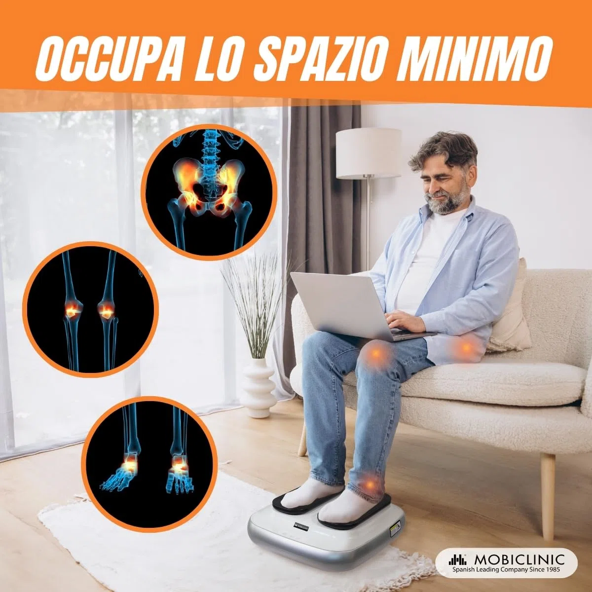 Mobiclinic, Esercitatore passivo per Gambe, Legfit, Marchio Europeo, Macchina Camminare seduti, Attrezzi Palestra, Ginnastica passiva, Anziani, con Telecomando, velocità Regolabile