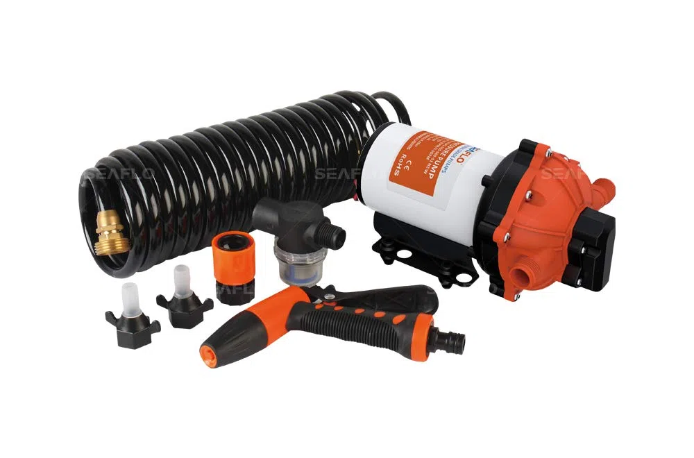 Seaflo Kit pompa di lavaggio del ponte di lavaggio 70 PSI 12 V 5,5 GPM per roulotte, camper, barca, yacht