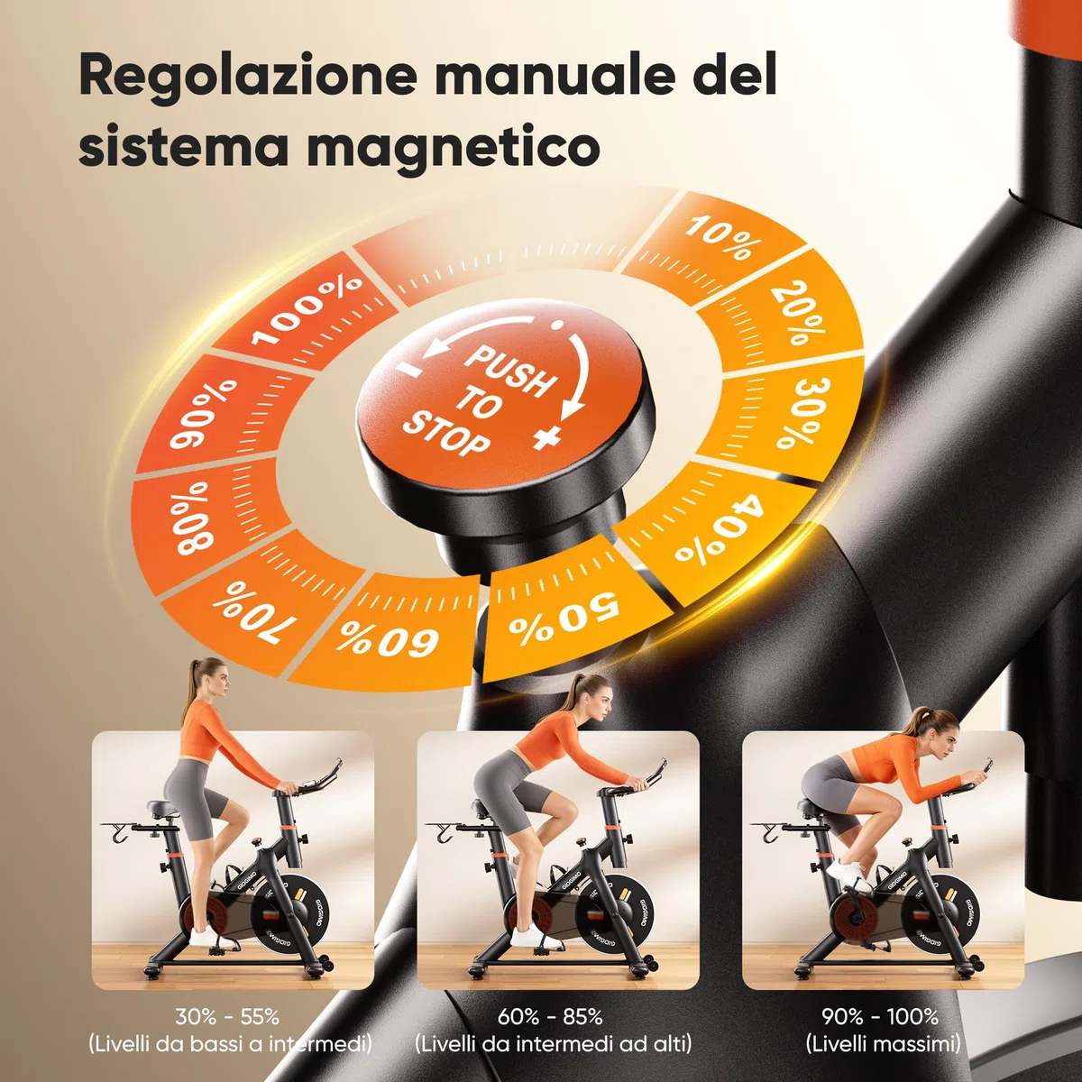 GIDGIMO Cyclette da Casa 2026 con Resistenza Magnetica Regolabile 100 Livelli, Spinning Bike Silenziosa con Schermo LCD, Sedile Traspirante, Sensore di Frequenza Cardiaca, Capacità Massima 200KG