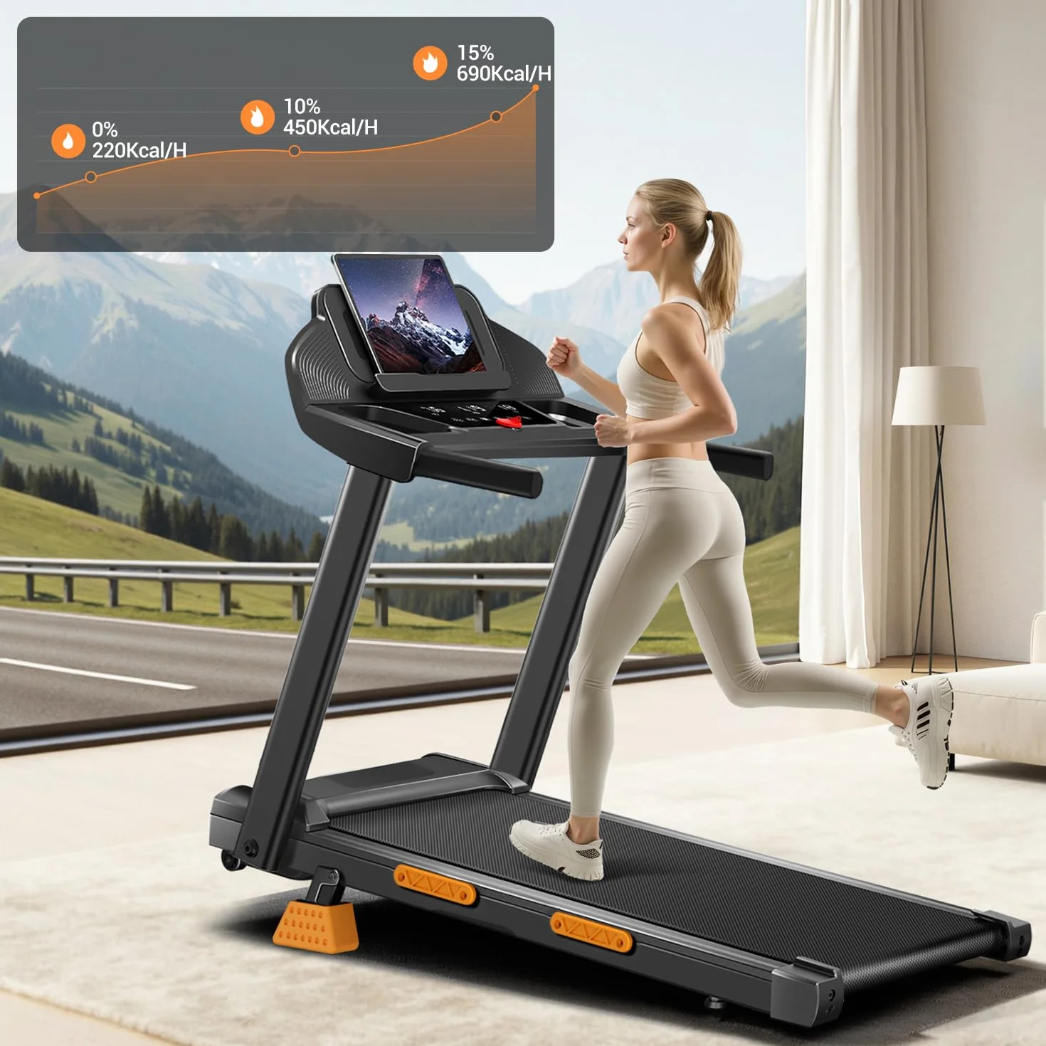 LONTEK Tapis Roulant Salvaspazio con Inclinazione 15%, Tapis Roulant Elettrico 12KM/H, Tapirulan Pieghevole da Casa con Motore da 3.0 HP e Display LED, Carico Massimo 136KG