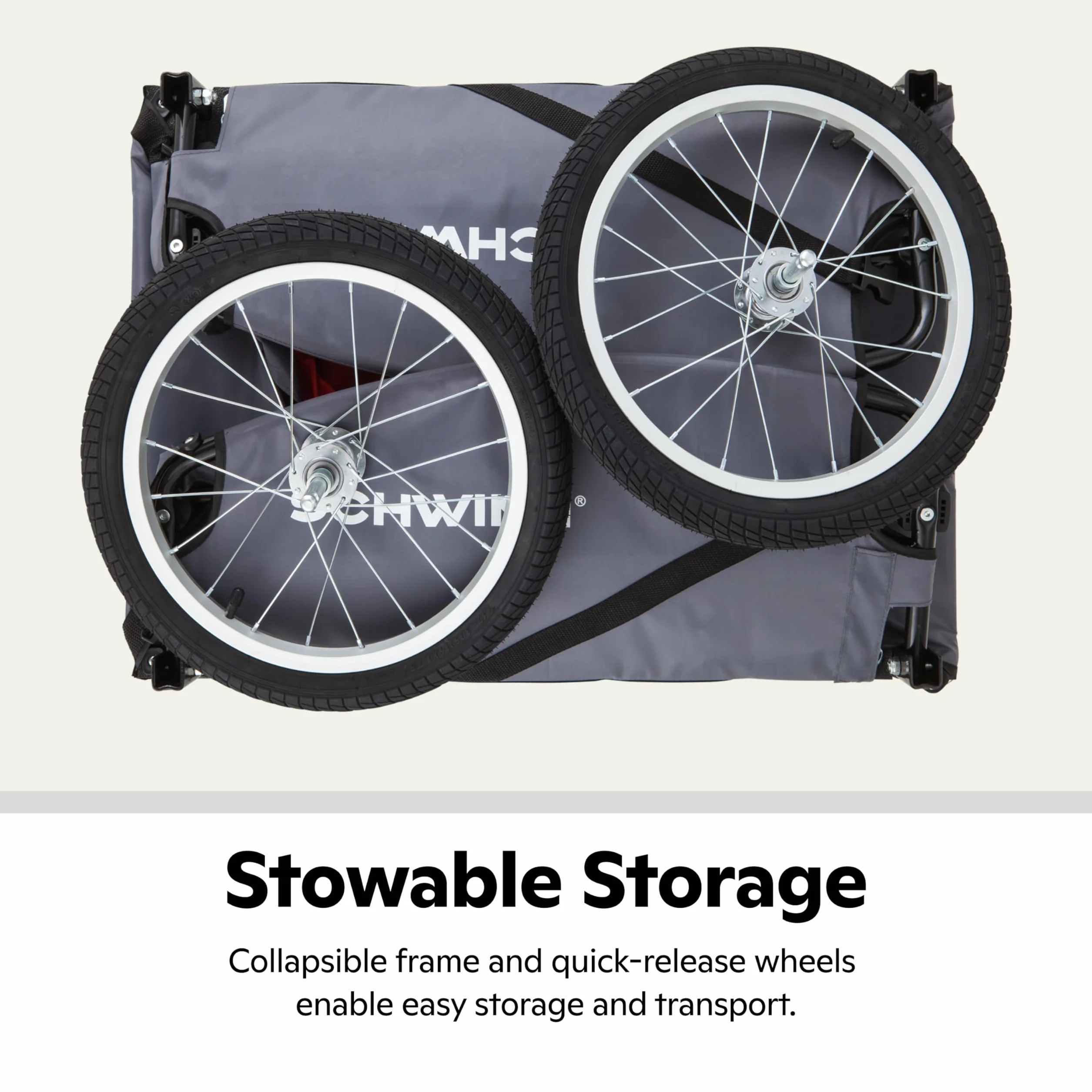 Schwinn Day Tripper Cargo Bike Trailer, telaio pieghevole, ruote a sgancio rapido, rosso, giallo