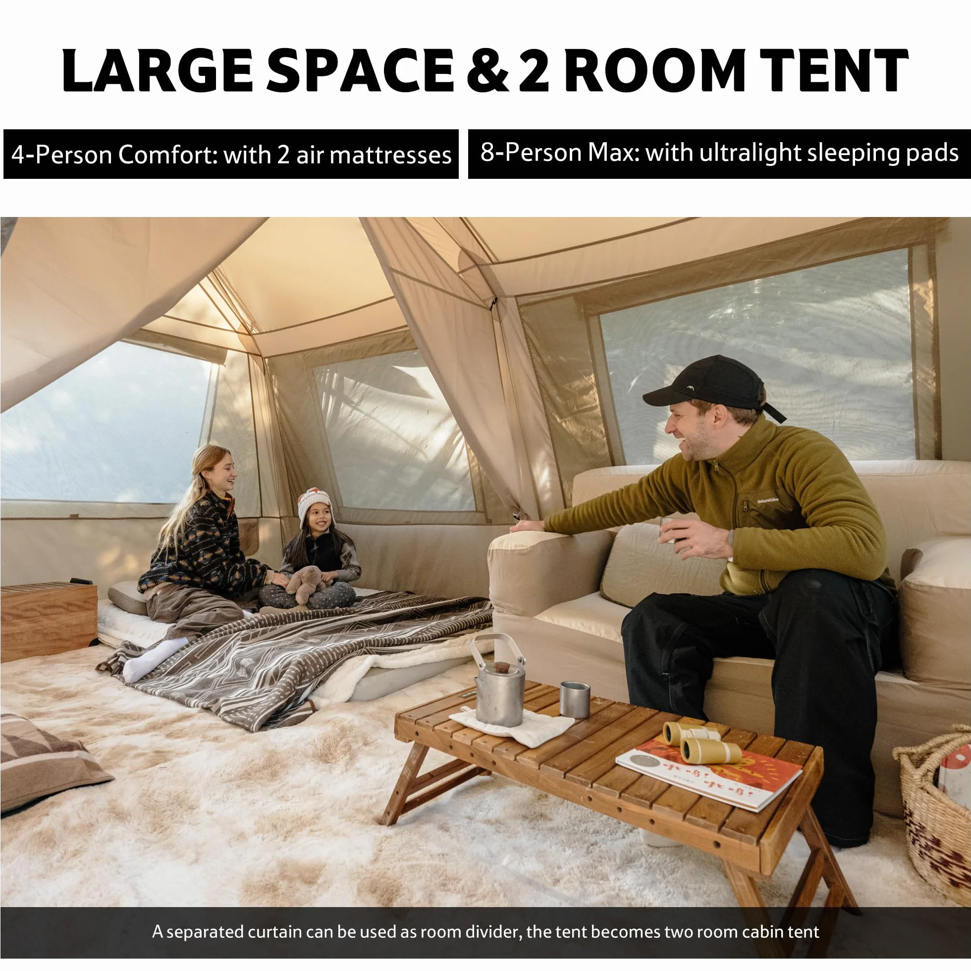 Naturehike Village Lite - Tenda da campeggio per 4 – 8 persone, con montaggio rapido, impermeabile, doppio strato, per campeggio e giardino