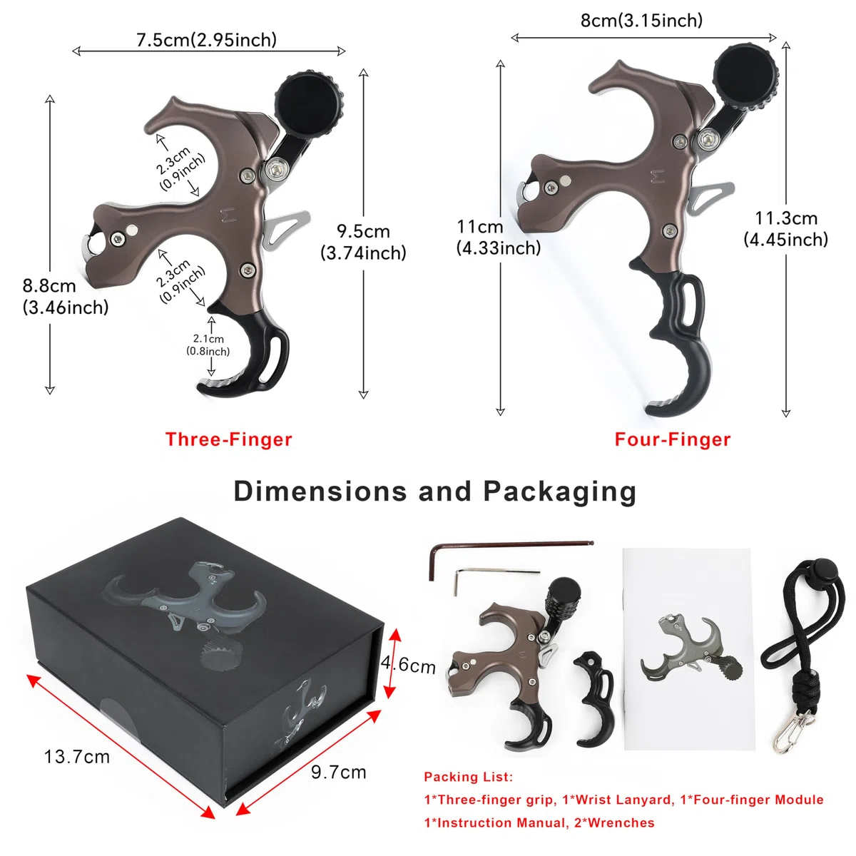 SHARROW Rilascio di Tiro con L'Arco Release Aids Ausili per Arco Compound 3 o 4 Dita Intercambiabili Alluminio Strumenti di Aiuto per Rilascio con Cordino da Polso