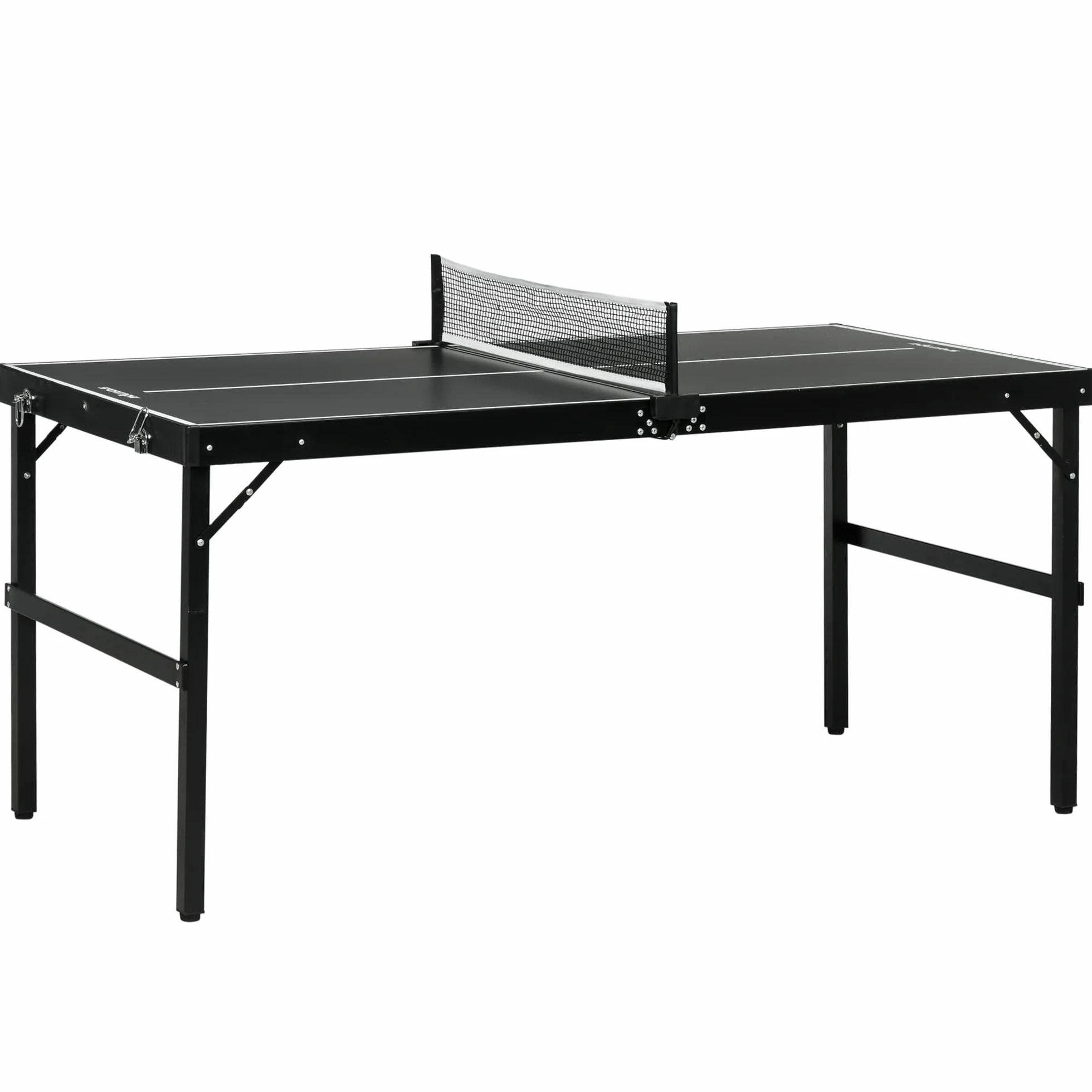 SPORTNOW Tavolo Ping Pong Pieghevole con Rete da Gioco e Maniglia da Trasporto, Tavolo da Ping Pong in Alluminio e MDF, 152x76x72 cm, Nero