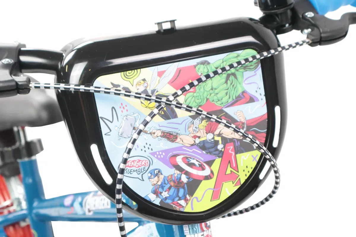 Denver Bike Bicicletta Bambino 14 Pollici Licensed Avengers, 3-5 Anni, Rotelle Removibili, Freni Caliper Anteriore/Posteriore, Telaio Acciaio, Ruote Gonfiabili, Borraccia e Scudo