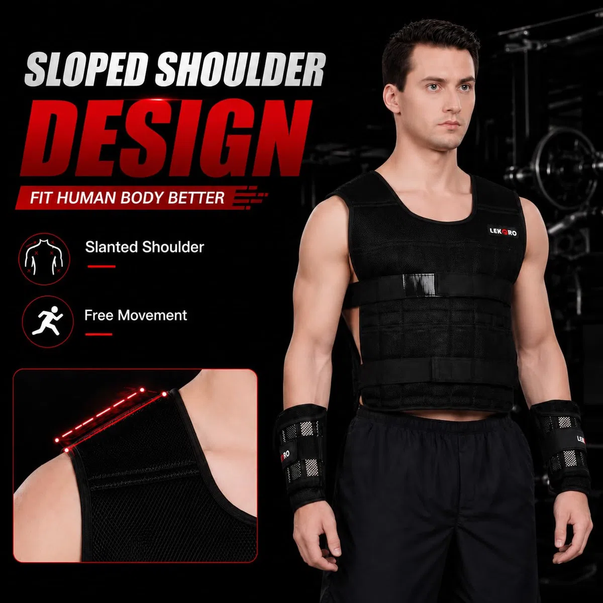 Gilet ponderato regolabile da 20 kg, per allenamento, fitness, giacca ponderata per uomo e donna (inclusi 96 piastre in acciaio)