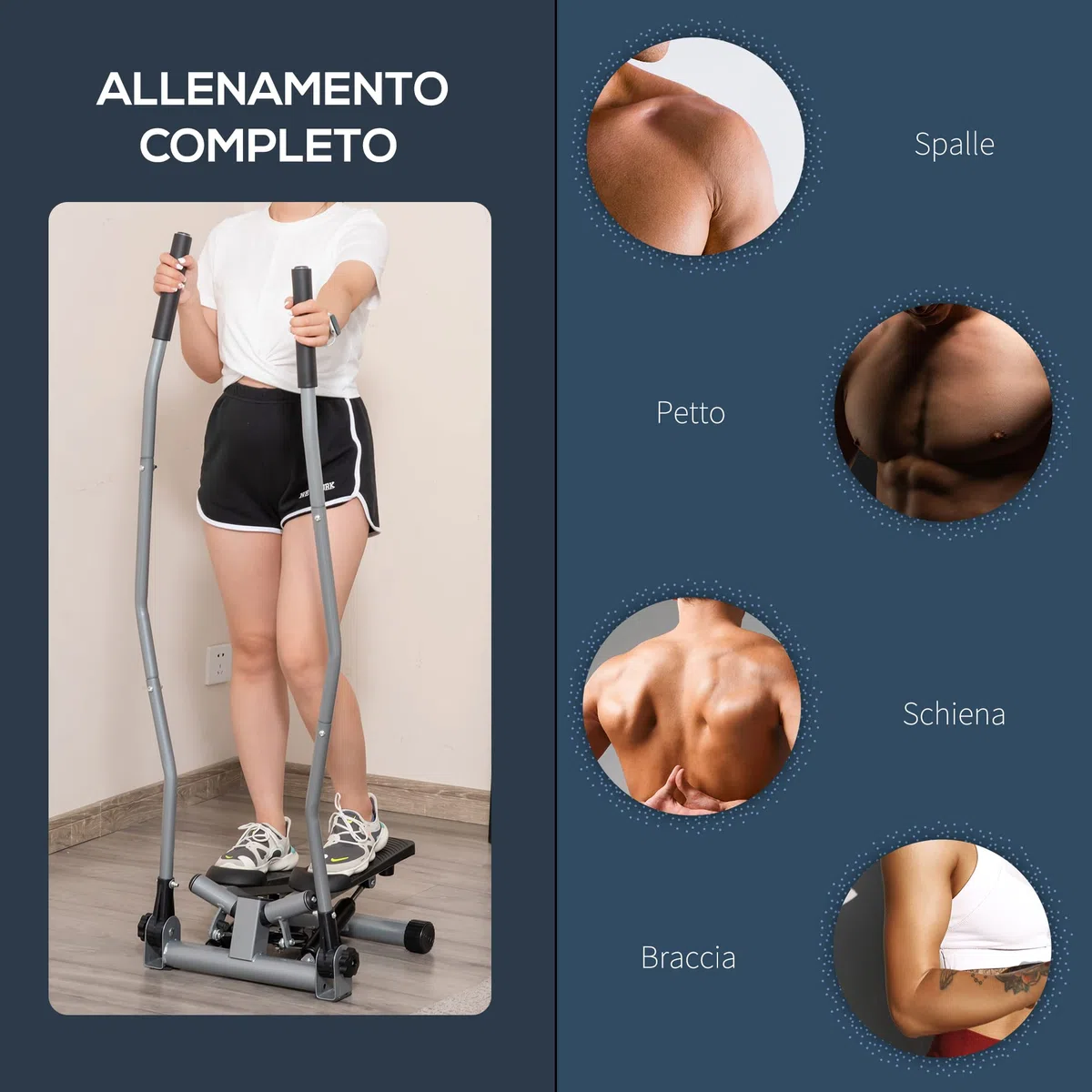 HOMCOM Stepper Fitness con Maniglia, Stepper con Monitor LCD per Allenamento a Casa e Palestra