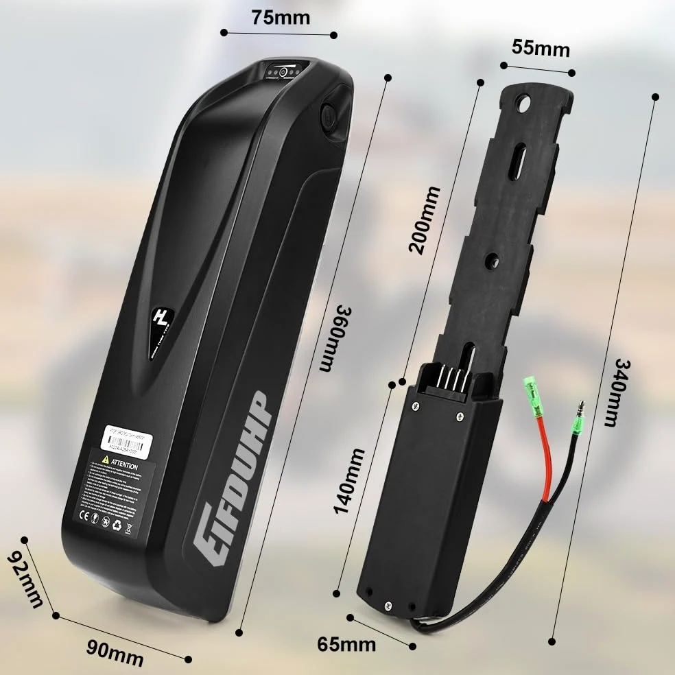 Batteria per Bicicletta Elettrica, Batteria Ebike 36V 48V / 22.5Ah-10Ah per 250W Motore Bici, con Base 4Pin/5Pin, Caricabatterie e Blocco Sicurezza (36V 10AH per 50-250W,con Borsa Batterie)