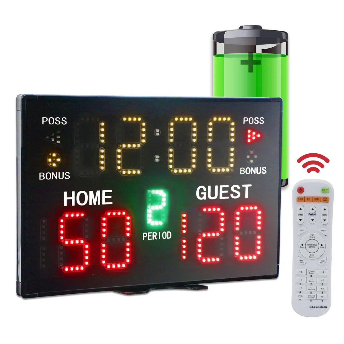 YZ Tabellone segnapunti elettronico a batteria con cicalino, tabellone segnapunti digitale da tavolo portatile con telecomando, da parete professionale punteggio score keeper per multisport indoor