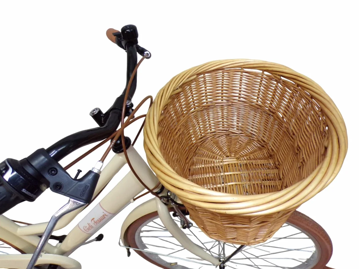 Cicli Tessari - bicicletta donna bici da città city bike da passeggio 28'' con cambio vintage retro' cesto in vimini borse laterali