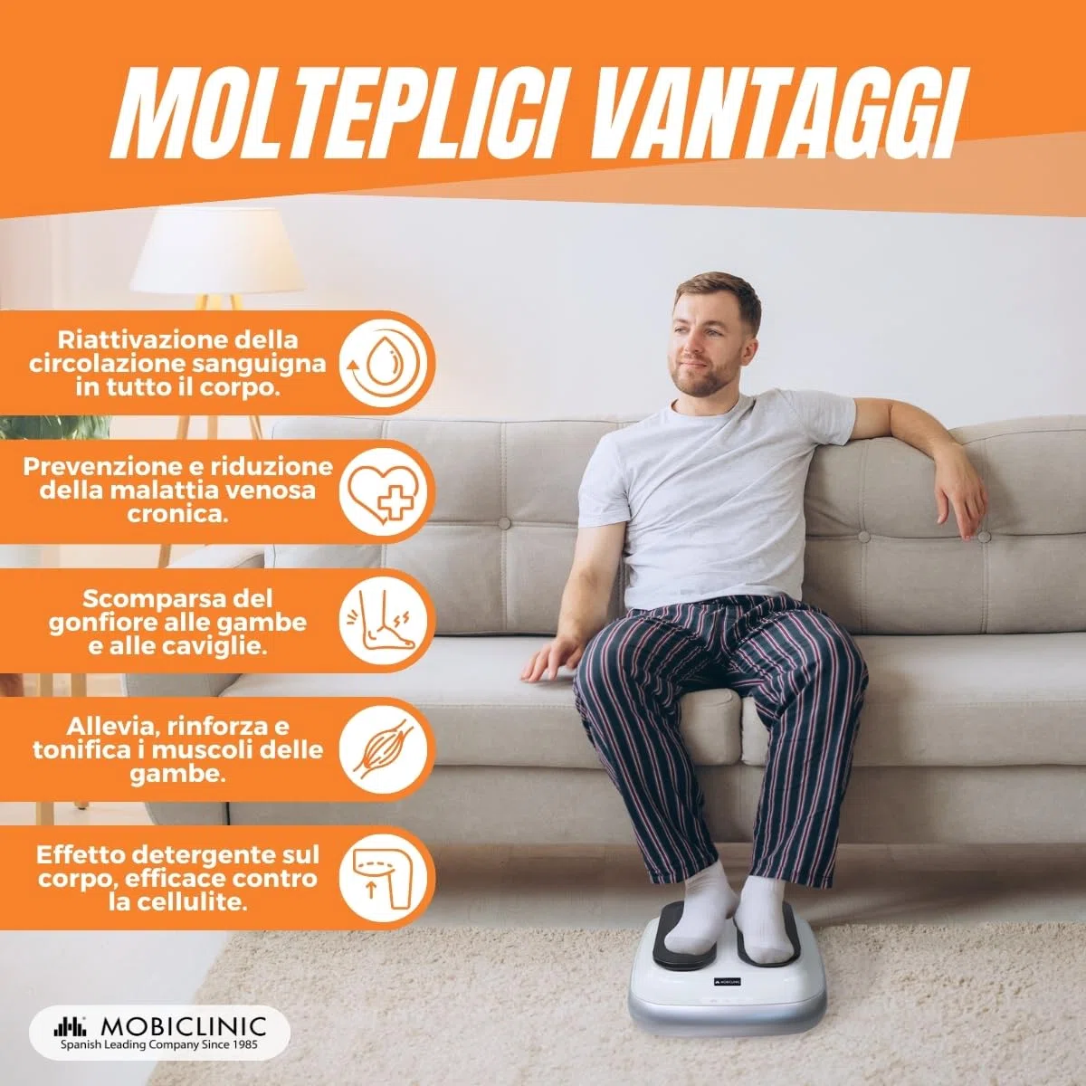 Mobiclinic, Esercitatore passivo per Gambe, Legfit, Marchio Europeo, Macchina Camminare seduti, Attrezzi Palestra, Ginnastica passiva, Anziani, con Telecomando, velocità Regolabile