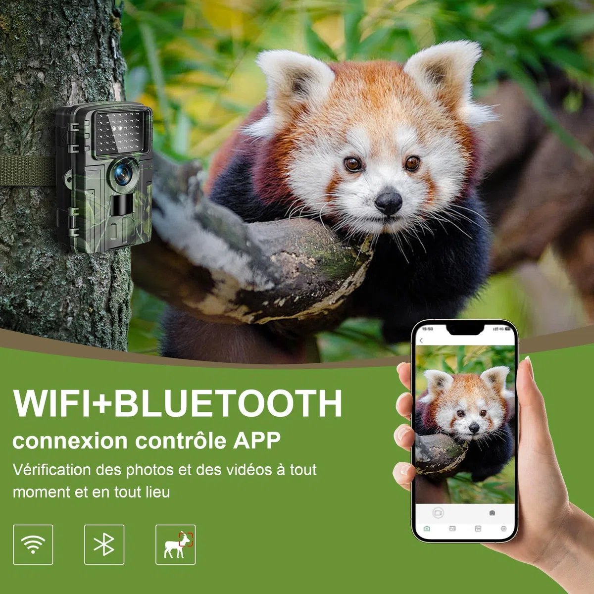 Fototrappola WiFi 4K 60MP con App, fototrappola Notturna con IR Visione 120° Ultra Grandangolo, Sensore di Movimento 0,1s Tempo di Attivazione, foto trappola per videosorveglianza con Antipolvere IP66
