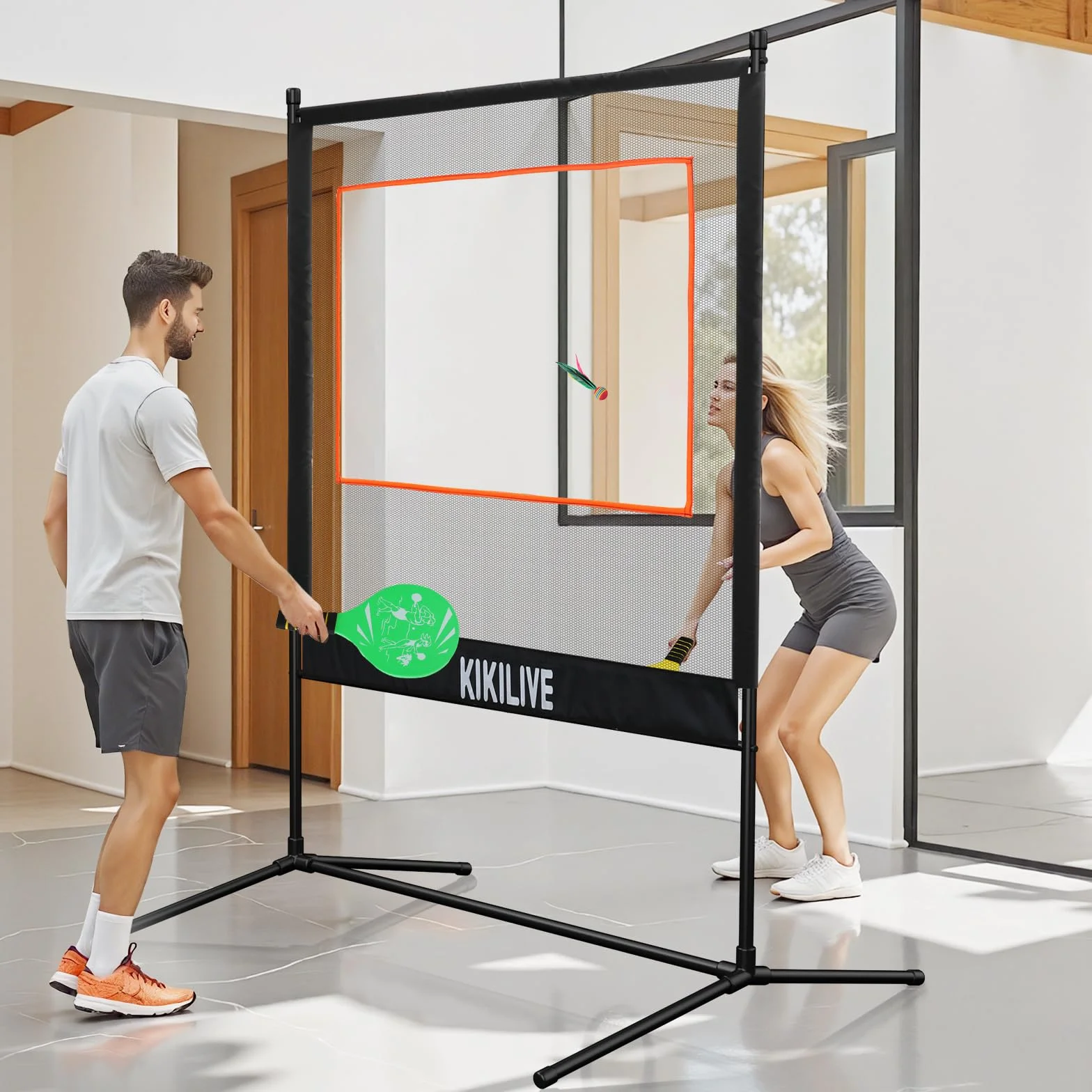 Set Completo con Rete per Giochi con Racchette, Adatto a Badminton/Tennis da Tavolo/Volano/Pickleball, Set per Sport e Giochi Indoor & Outdoor, per Spiaggia/Giardino/Casa