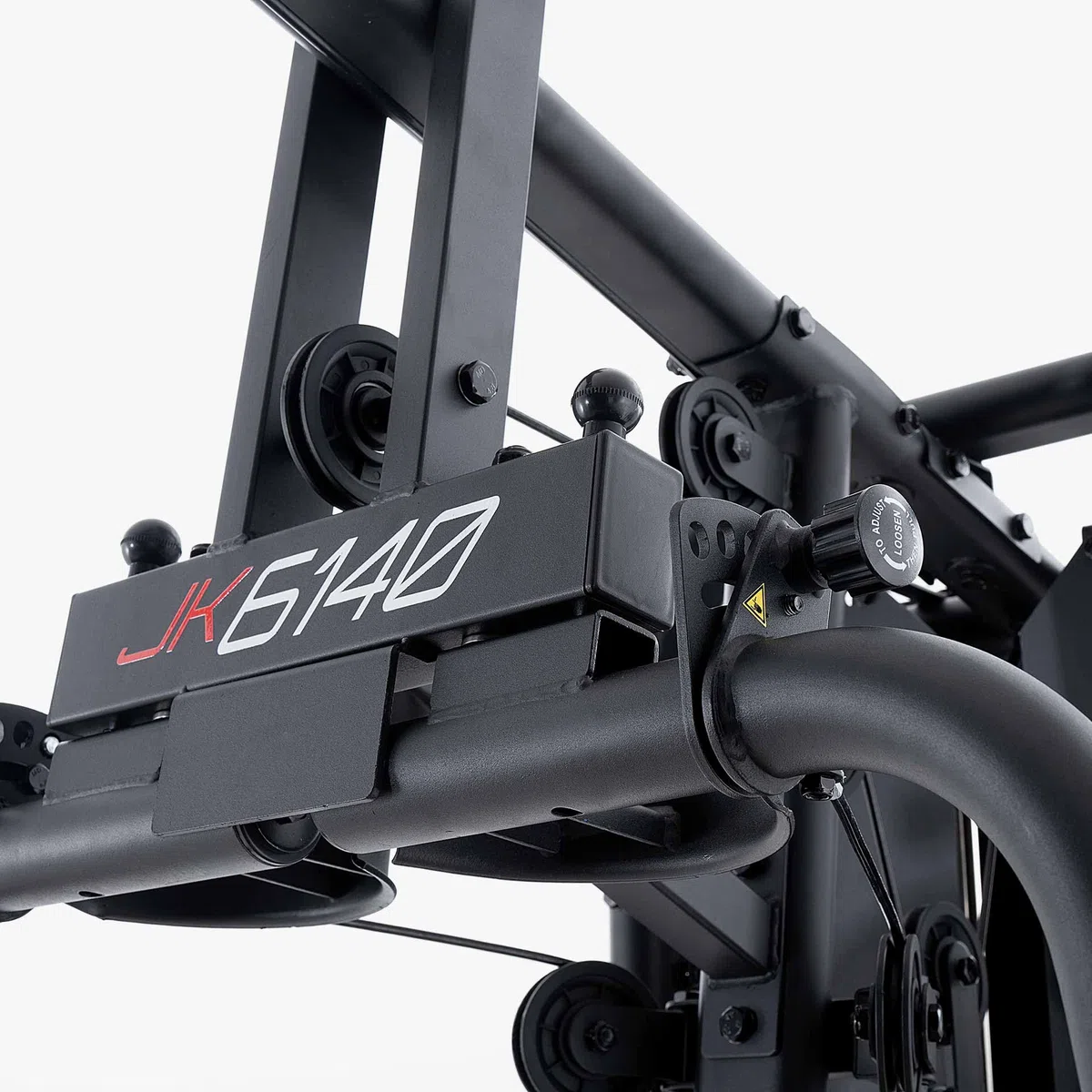 JK FITNESS [Stazione Multifunzione Con Double Pulley Laterale Pacco Pesi 80Kg] MultiGym Macchina A Cavi Home Gym Cavi Acciaio 5mm, Carrucole 9cm, Regolazioni Sedile 3 Schienale 5, JK6140 FullBlack Pro