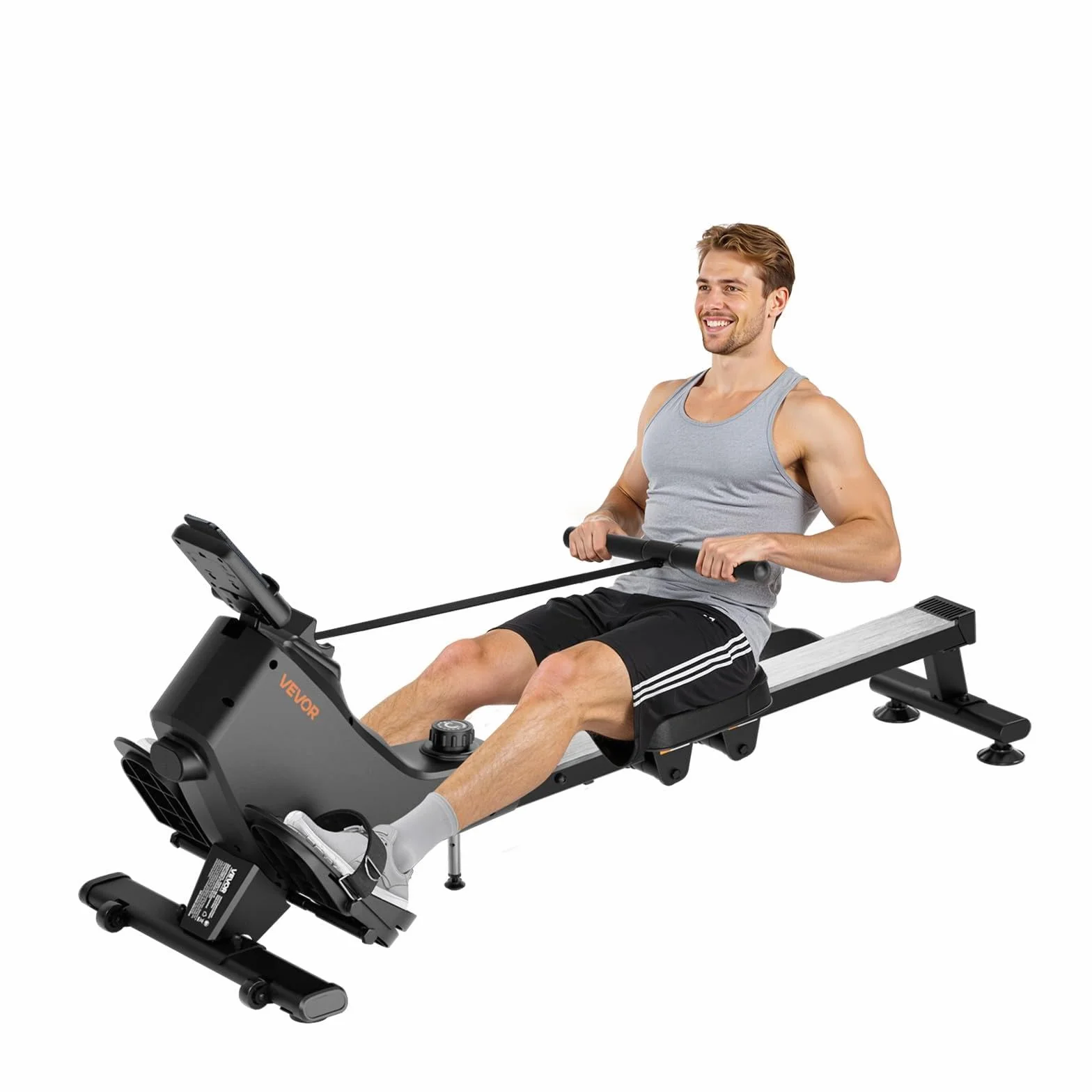 VEVOR Vogatore Magnetico, Resistenza Silenziosa Regolabile a 16 Livelli, Vogatore Pieghevole per la Casa, Capacità 158 kg, Vogatori Allenamento Aerobico con APP Bluetooth e Monitor LCD