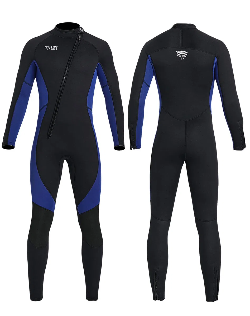 Muta in neoprene da 3 mm, per immersioni subacquee a tutto il corpo, cerniera frontale, a maniche lunghe, elasticizzata, per nuoto, snorkeling, immersioni, surf, sport acquatici